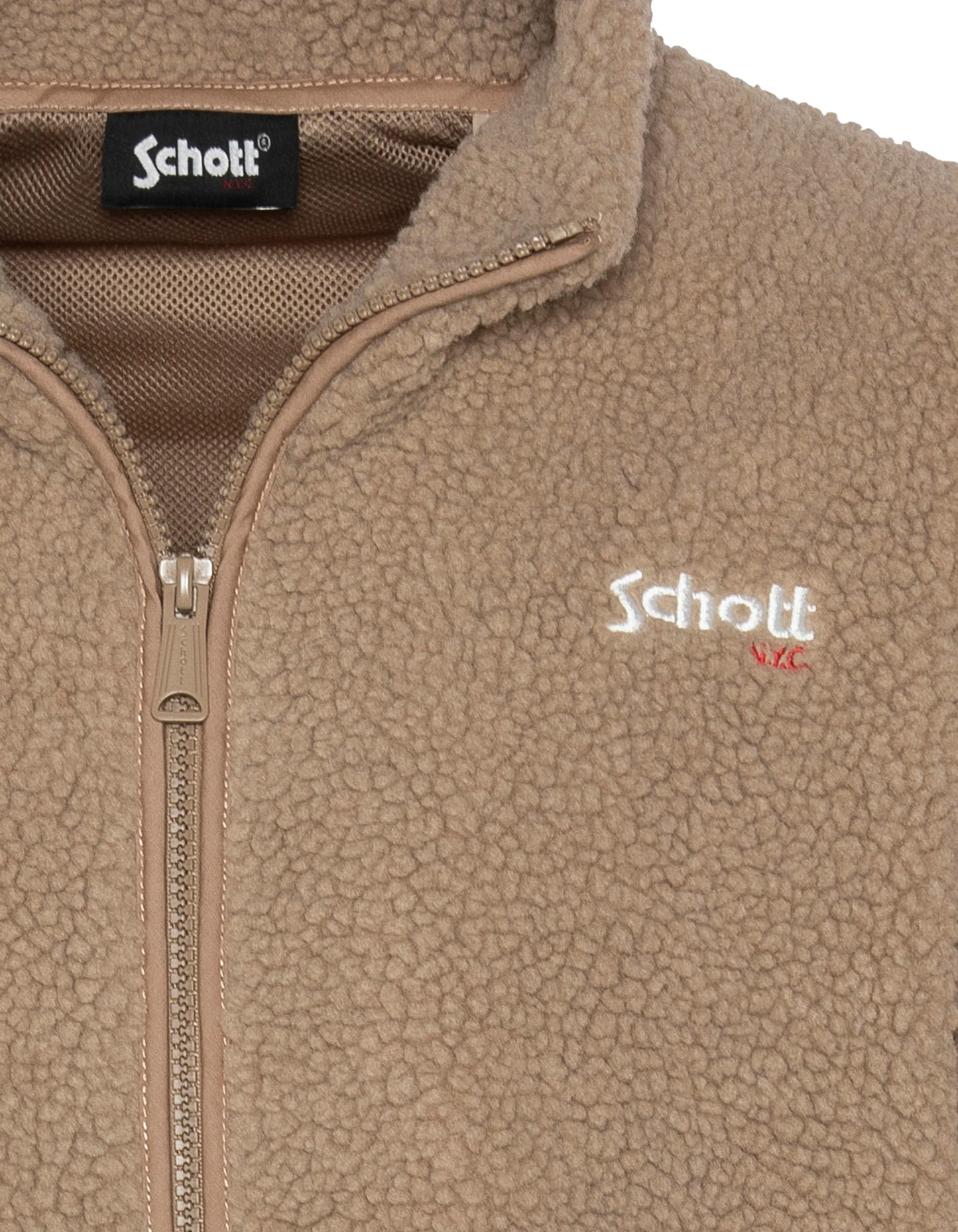 Giacca sherpa zippata beige