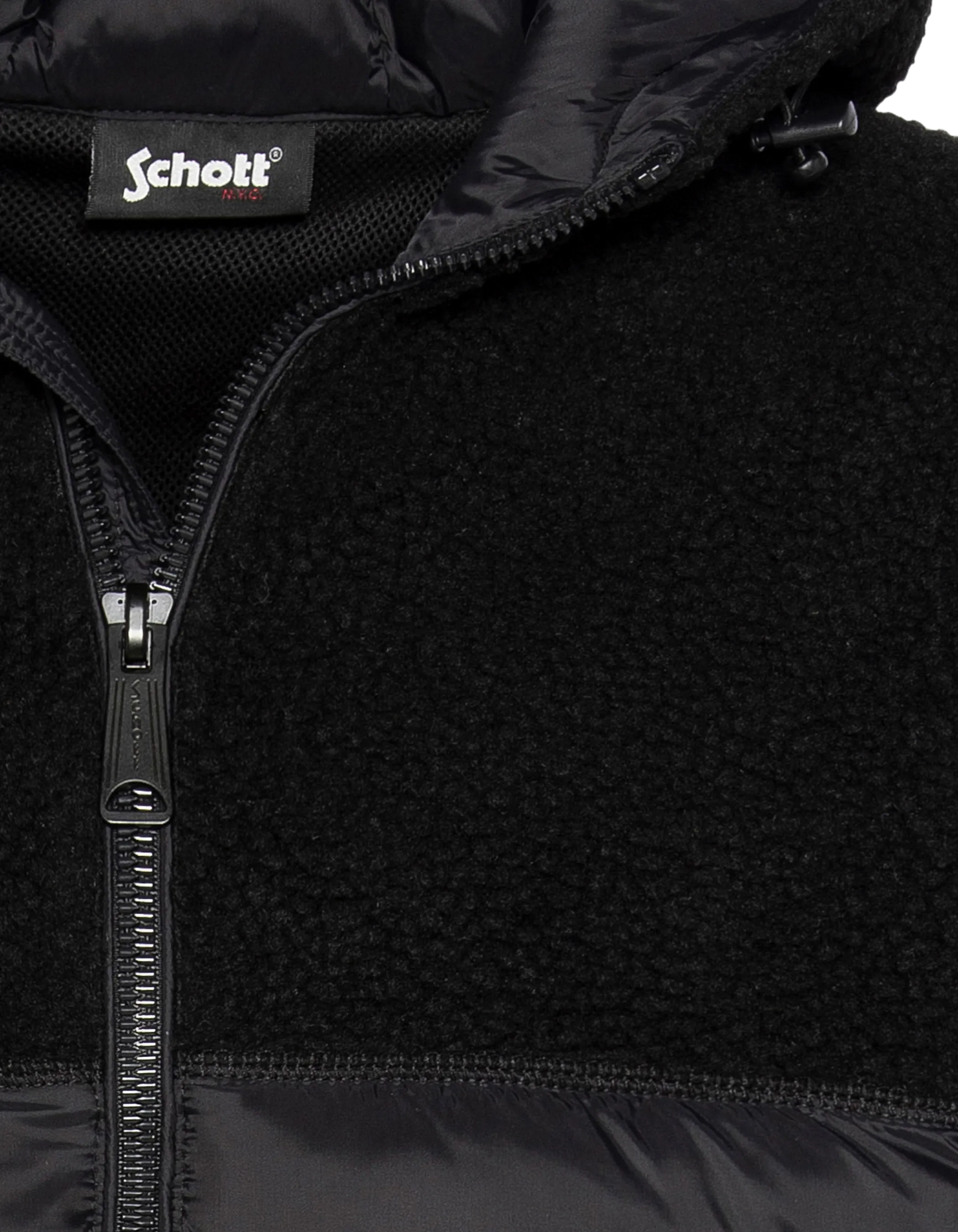 Giacca con cappuccio nero Materiale BI Sherpa e Nylon coccole