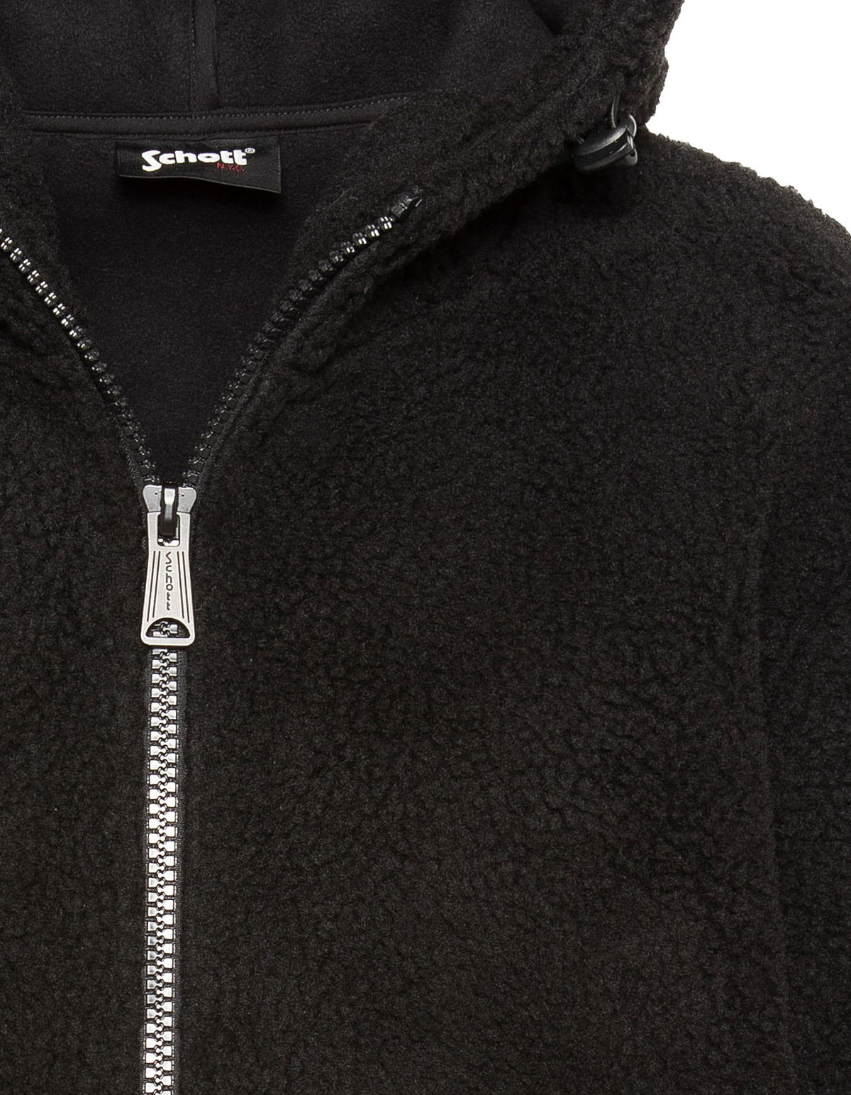 Veste sherpa zippée noire à capuche