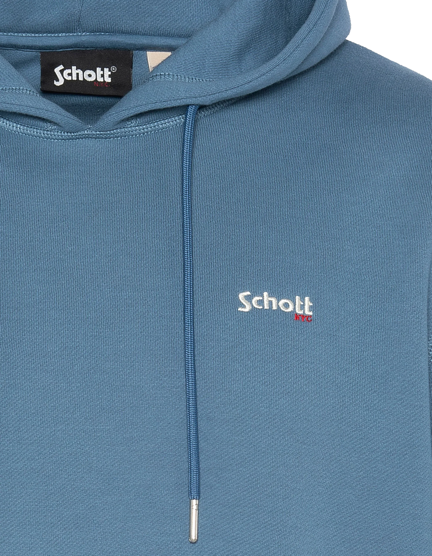 Sweatshirt bleu acier à capuche en molleton épais