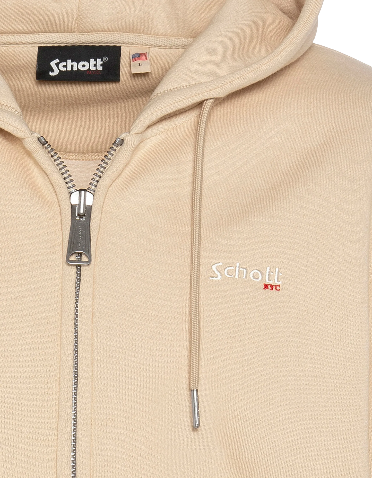 Sweatshirt zippé beige clair à capuche en molleton épais, grande taille