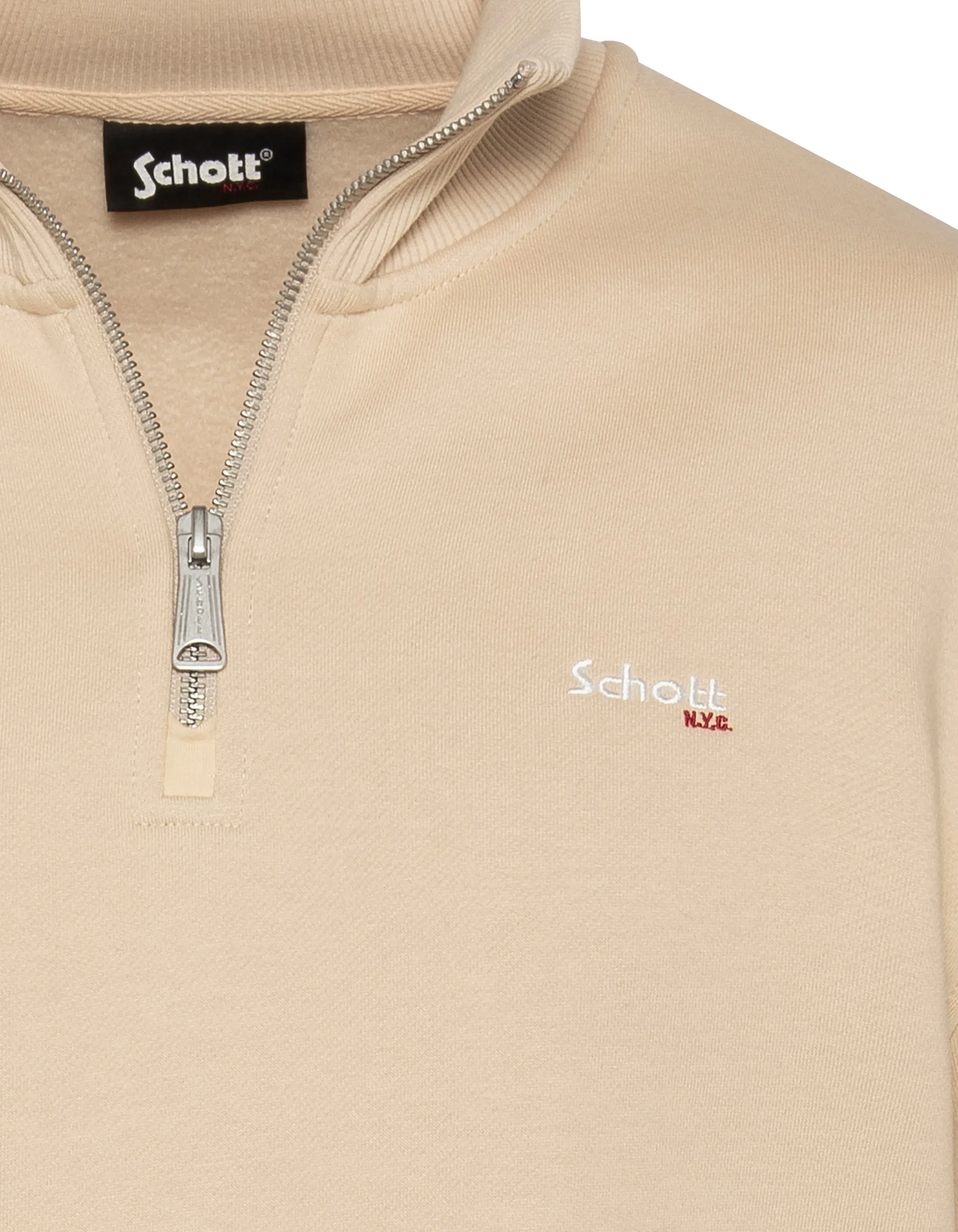 Light Beige Trucker Collar Felpa in pile spessa