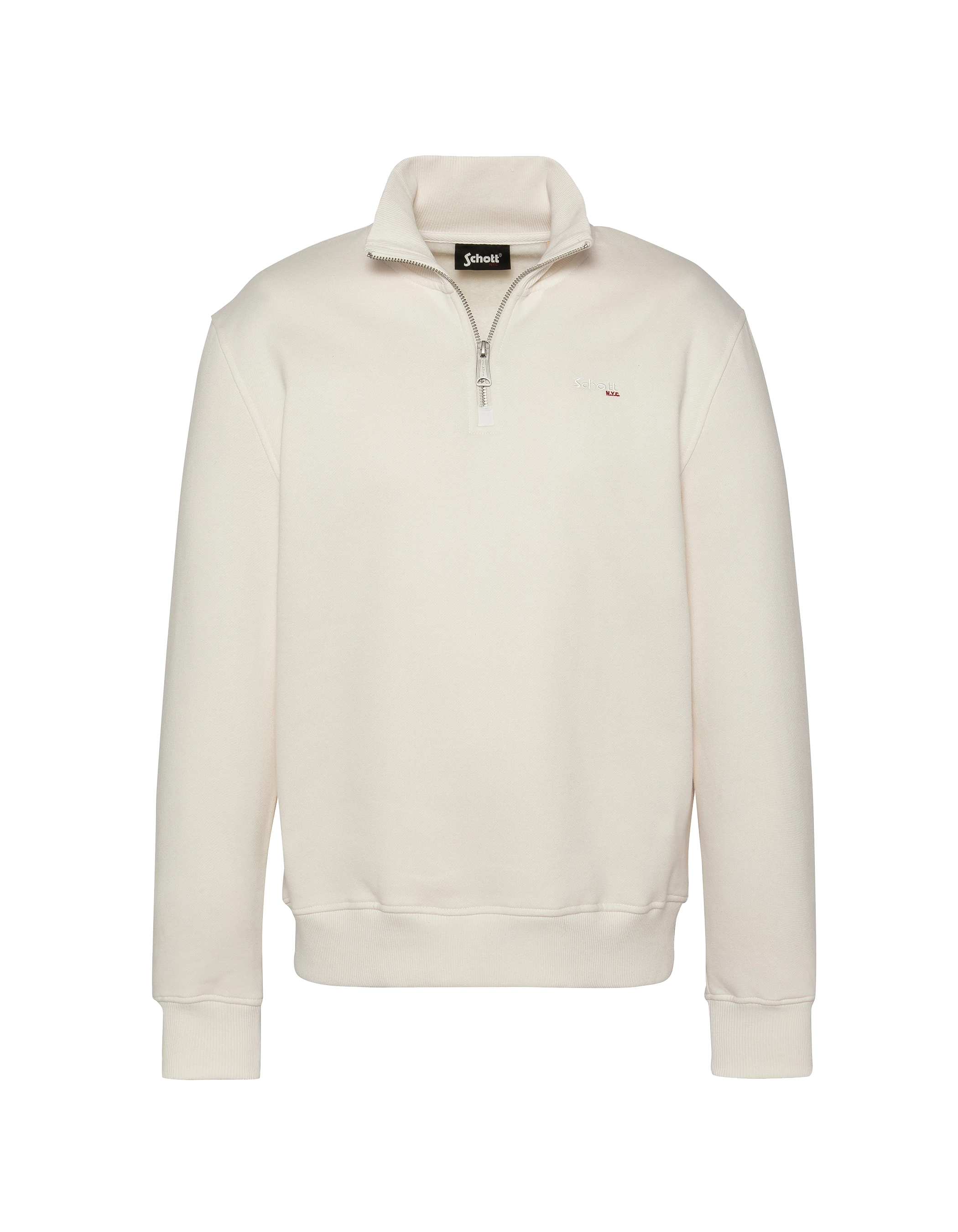 Off-white sweatshirt with a quarter-zip collar in heavyweight