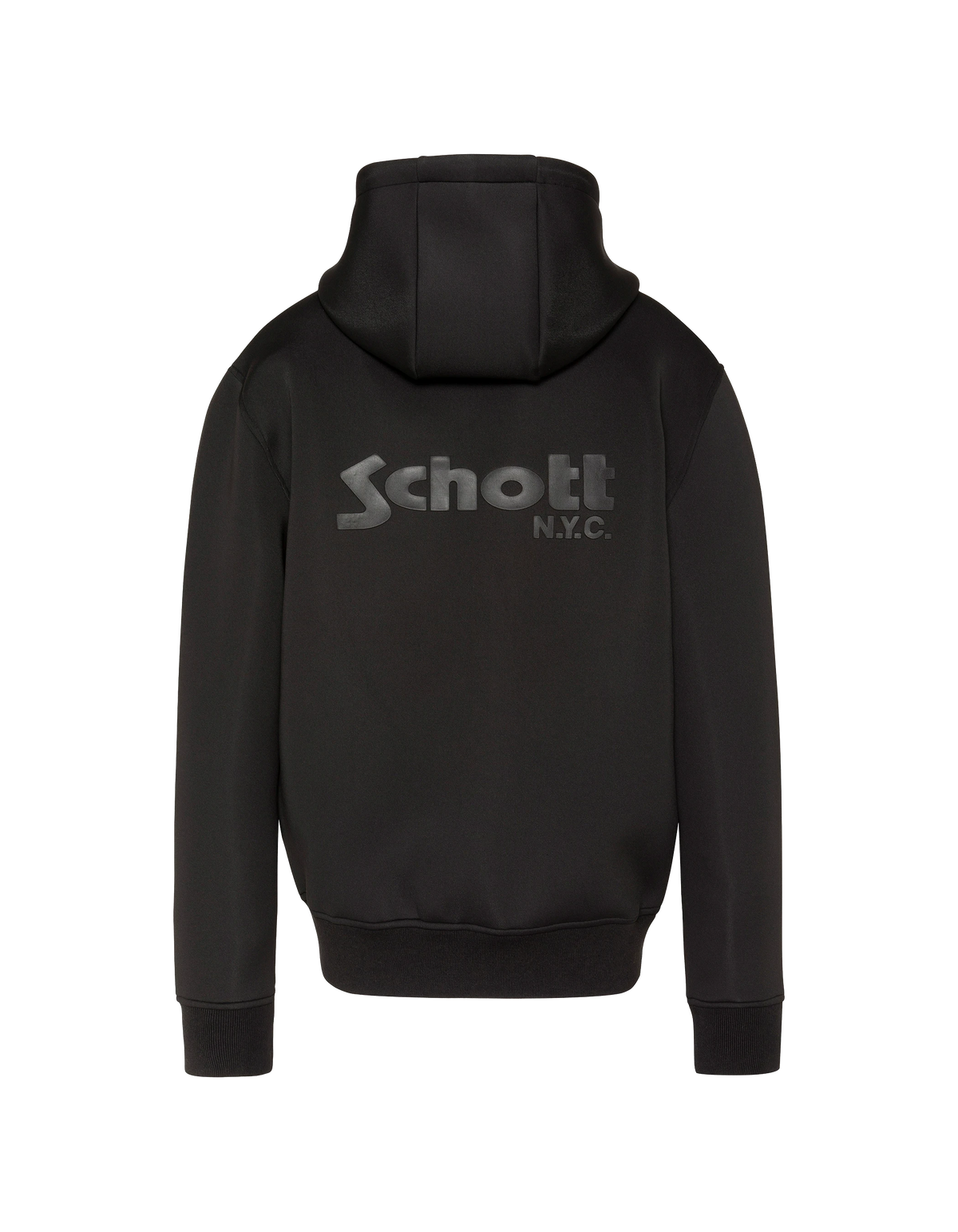 Felpa con cappuccio e zip in neoprene nero