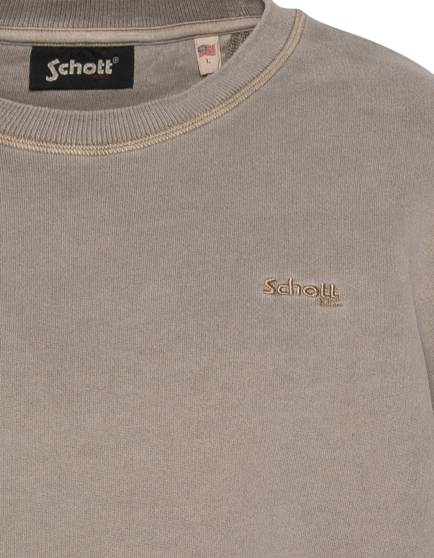 Felpa a collo tondo taupe, effetto sbiadito