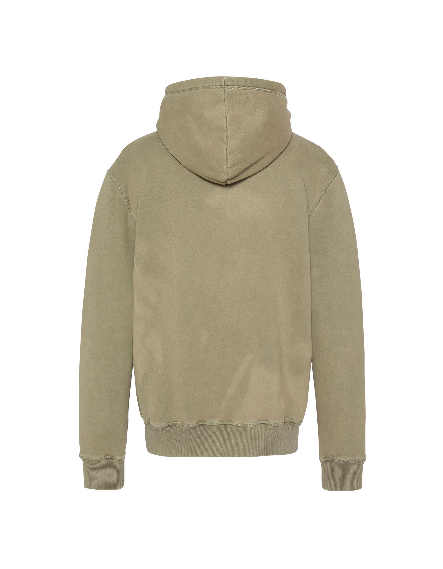 Felpa con cappuccio kaki, effetto sbiadito