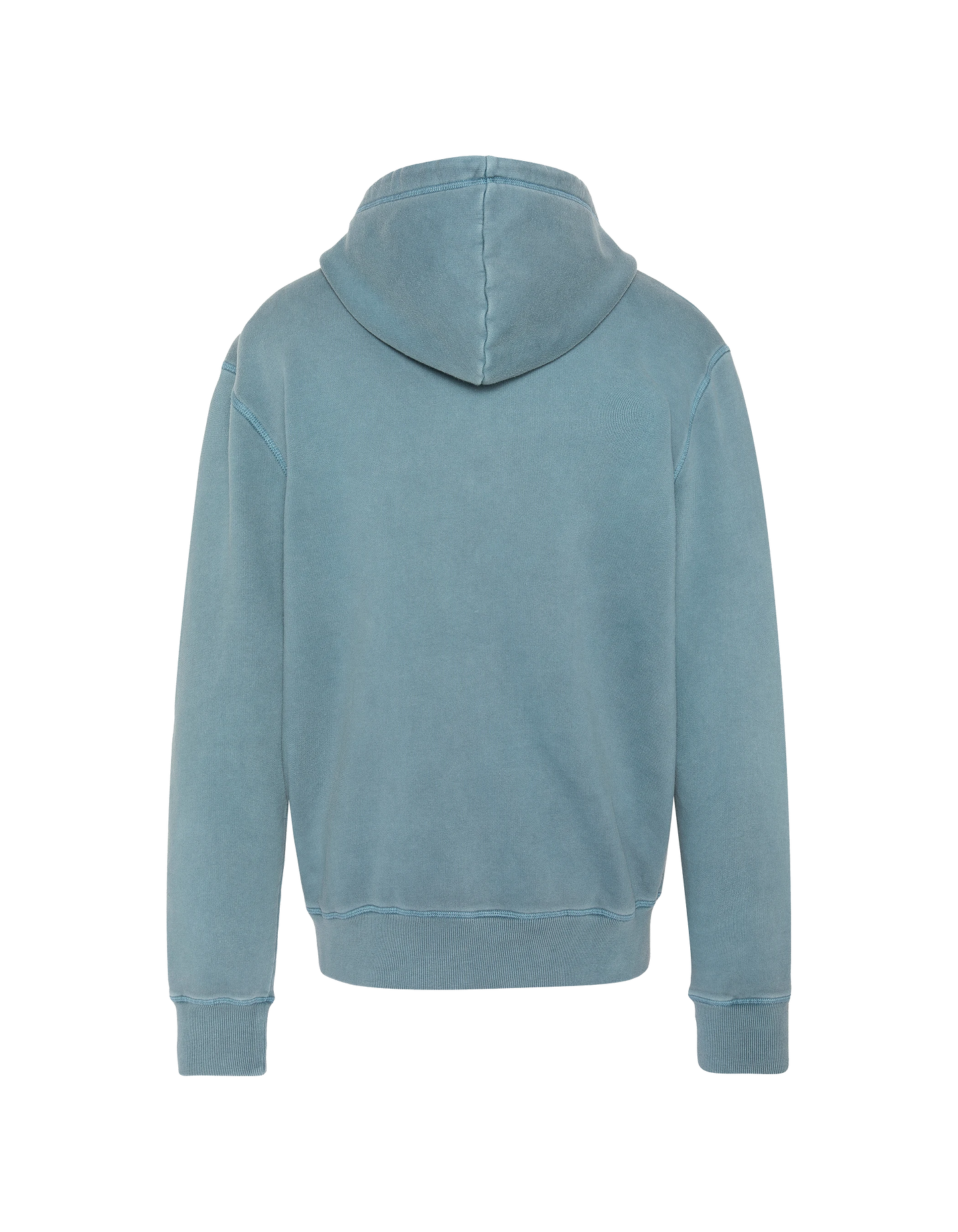 Sweatshirt zippé à capuche bleu minéral, effet délavé
