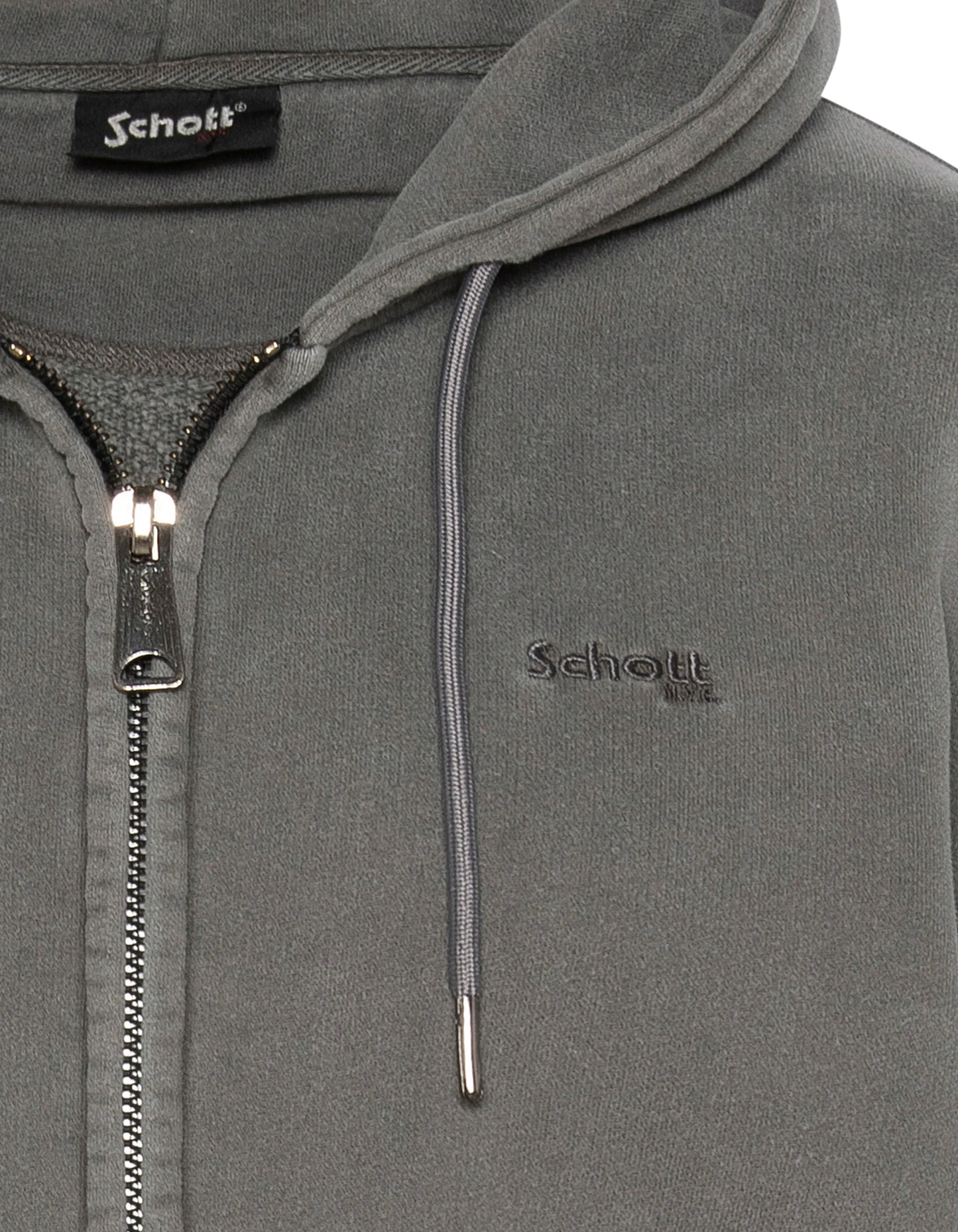 Zipted Kohle -Kapuzen -Sweatshirt, verblasste Effekt