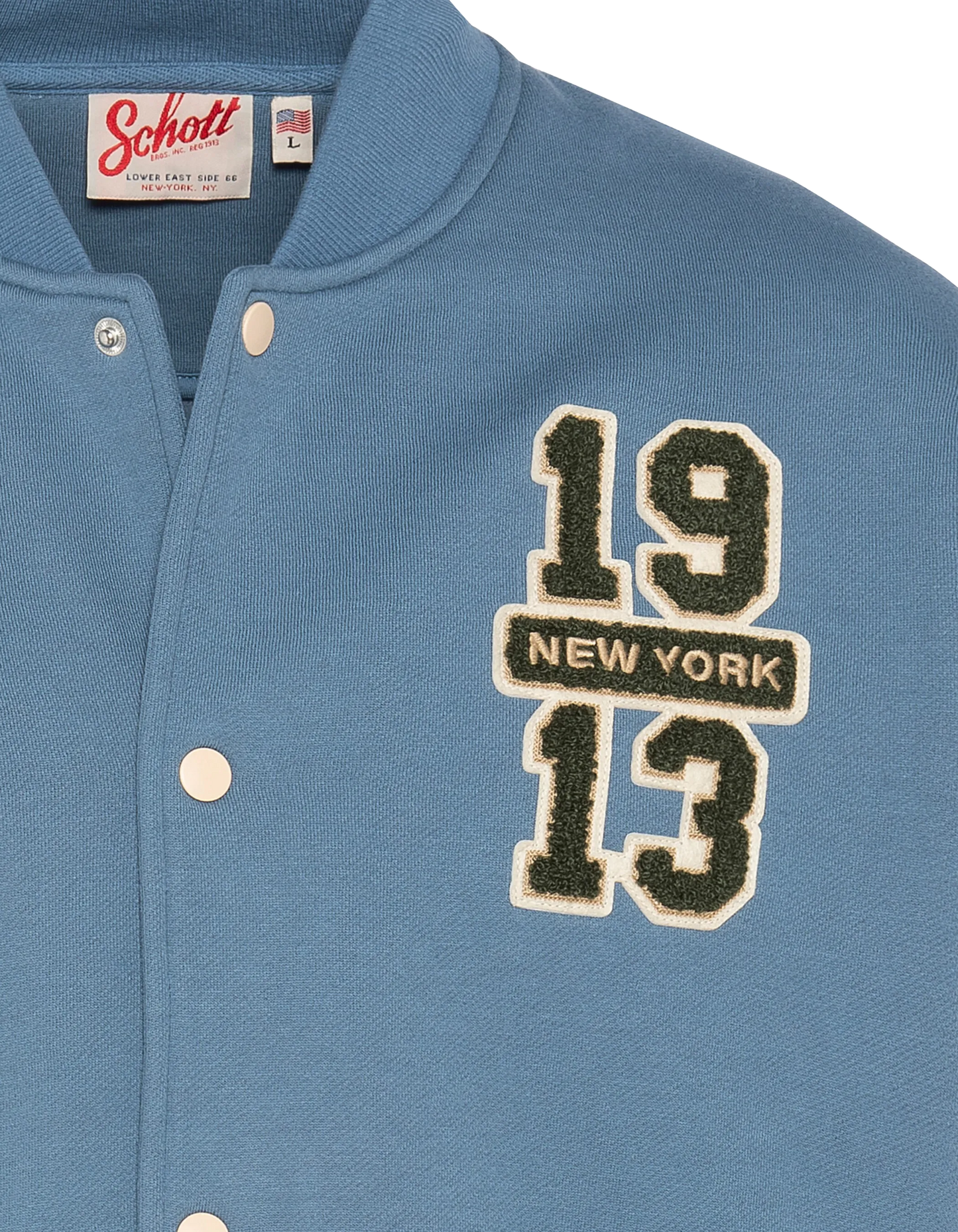 Blouson teddy molletonné bleu acier