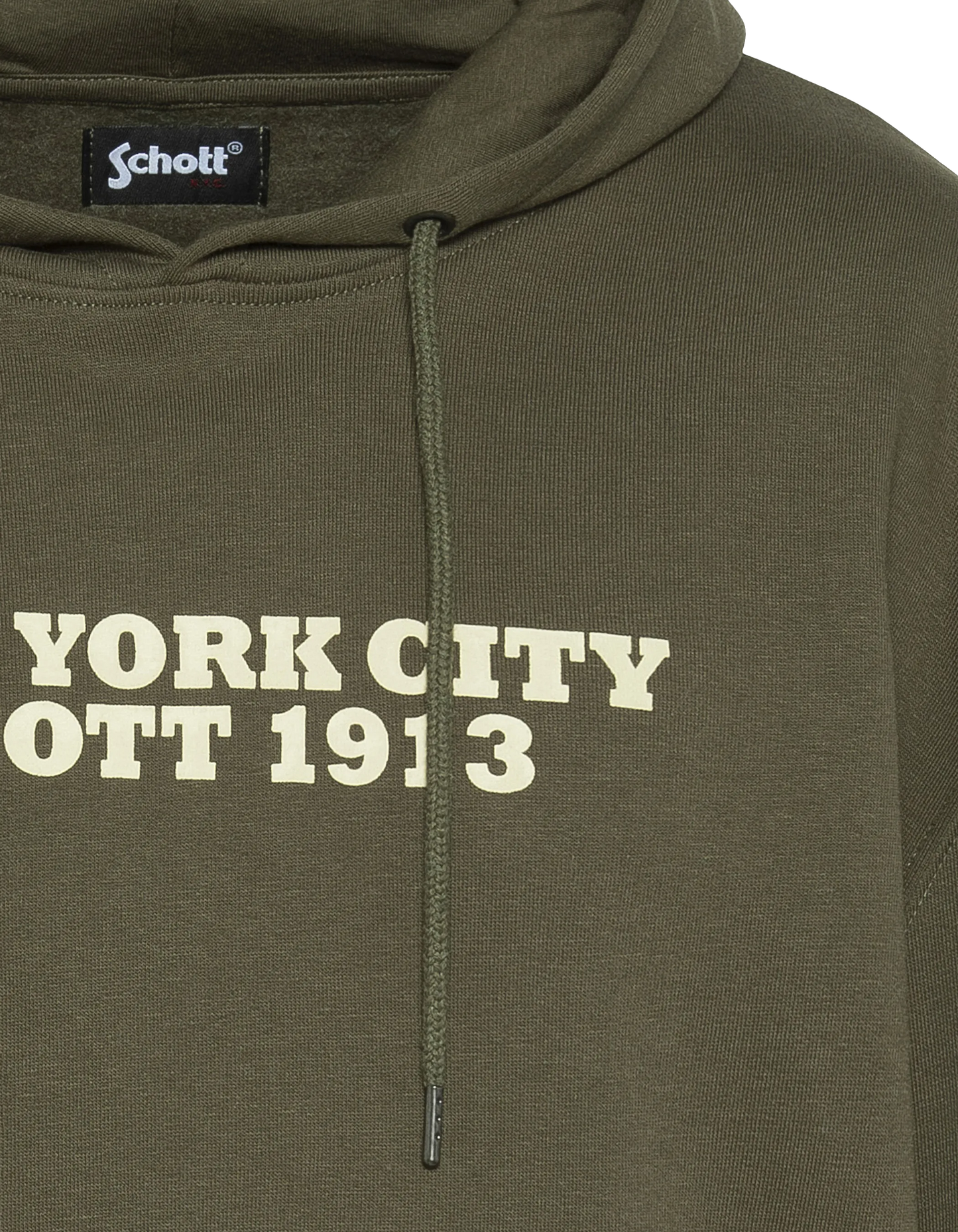 Felpa kaki stampata con cappuccio