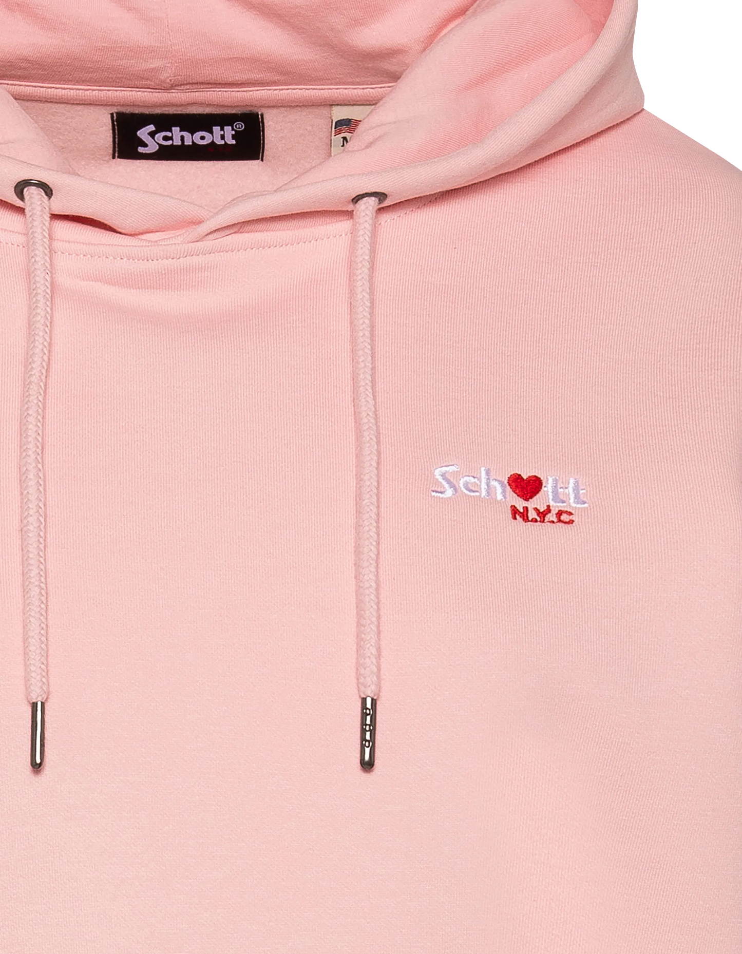 Sweatshirt rose pâle à capuche avec broderie cœur