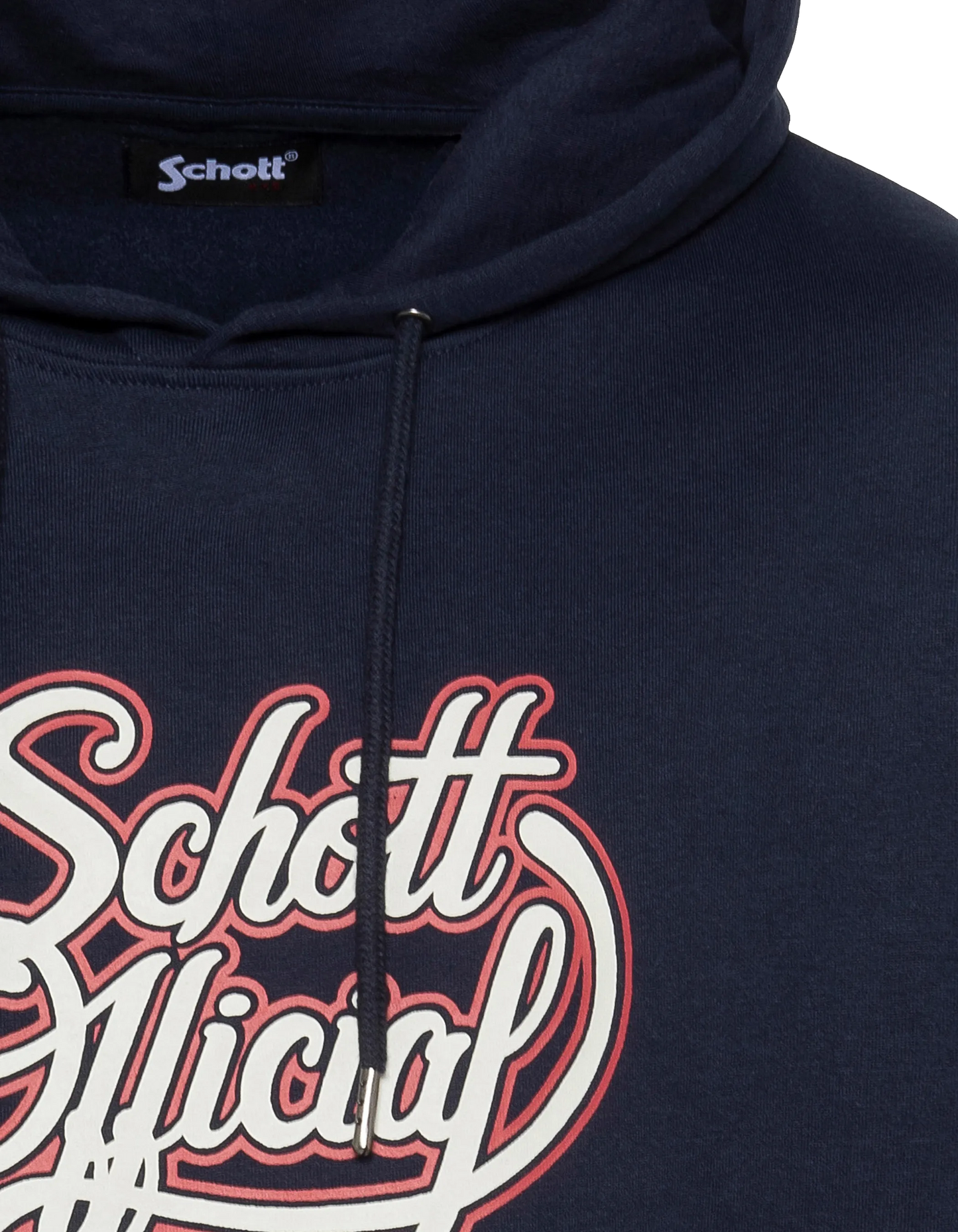 Marineblaues Schott Official Kapuzensweatshirt mit Aufdruck