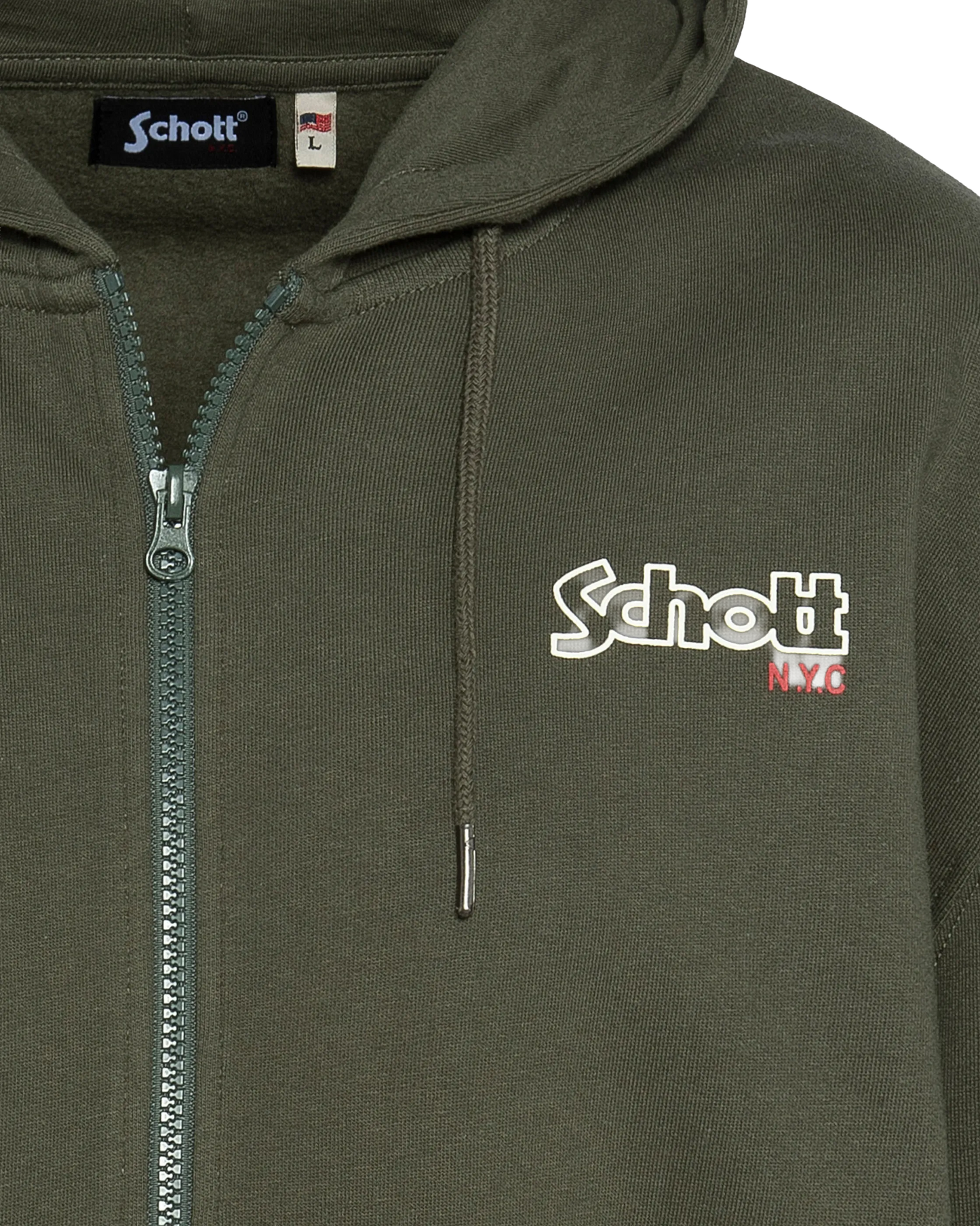 Zipped hooded khaki sweatshirt