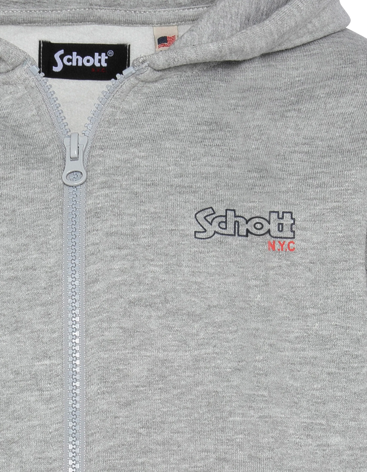 Grau meliertes Kinder-Sweatshirt mit Kapuze und Reißverschluss