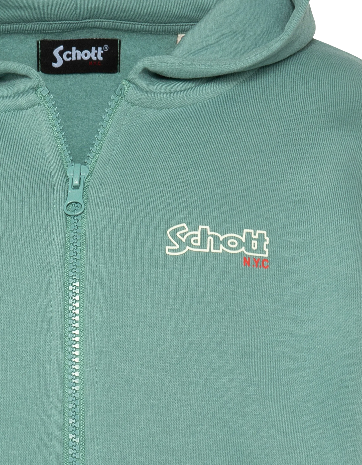 Hellgrünes Zip -Sweatshirt mit Kapuze mit Kapuze