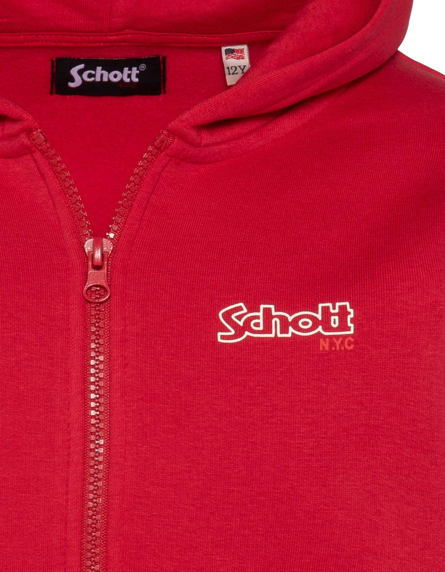 Rotes Kinder-Sweatshirt mit Kapuze und Reißverschluss