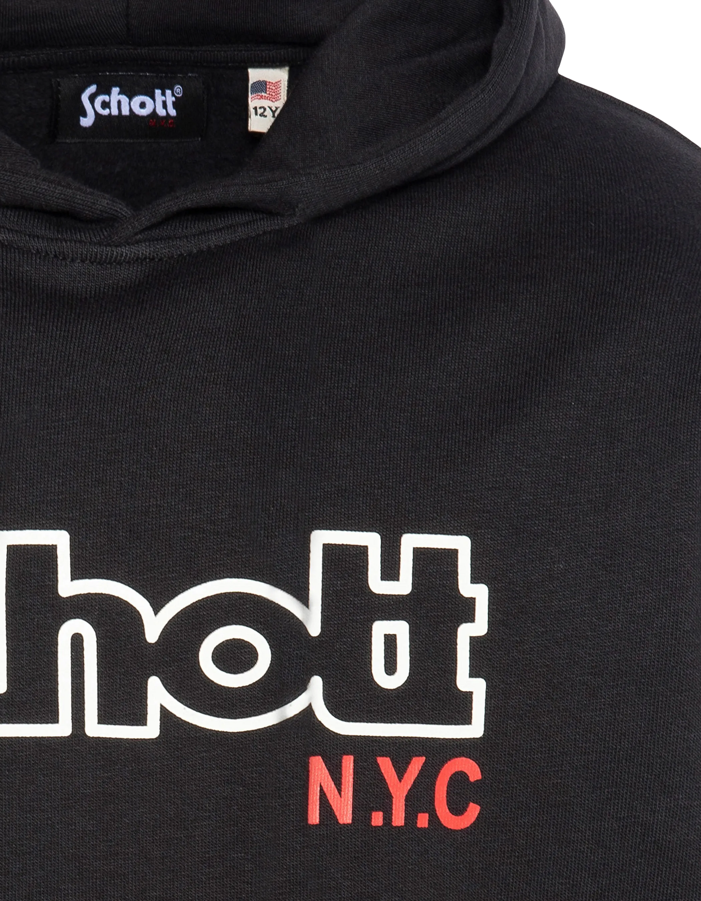 Schwarz bedrucktes Kapuzen-Sweatshirt für Kinder