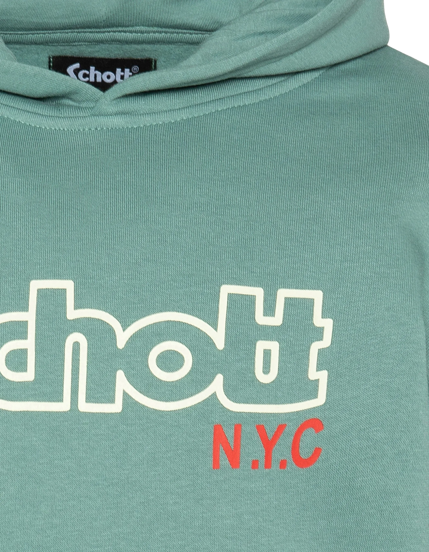 Hellgrünes Sweatshirt mit bedruckter Kapuze