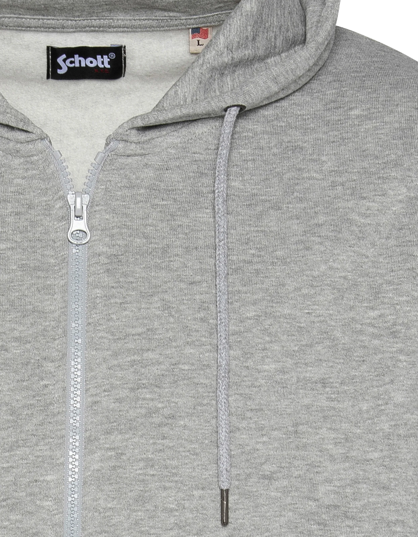 Sweatshirt à capuche gris chiné uni zippé