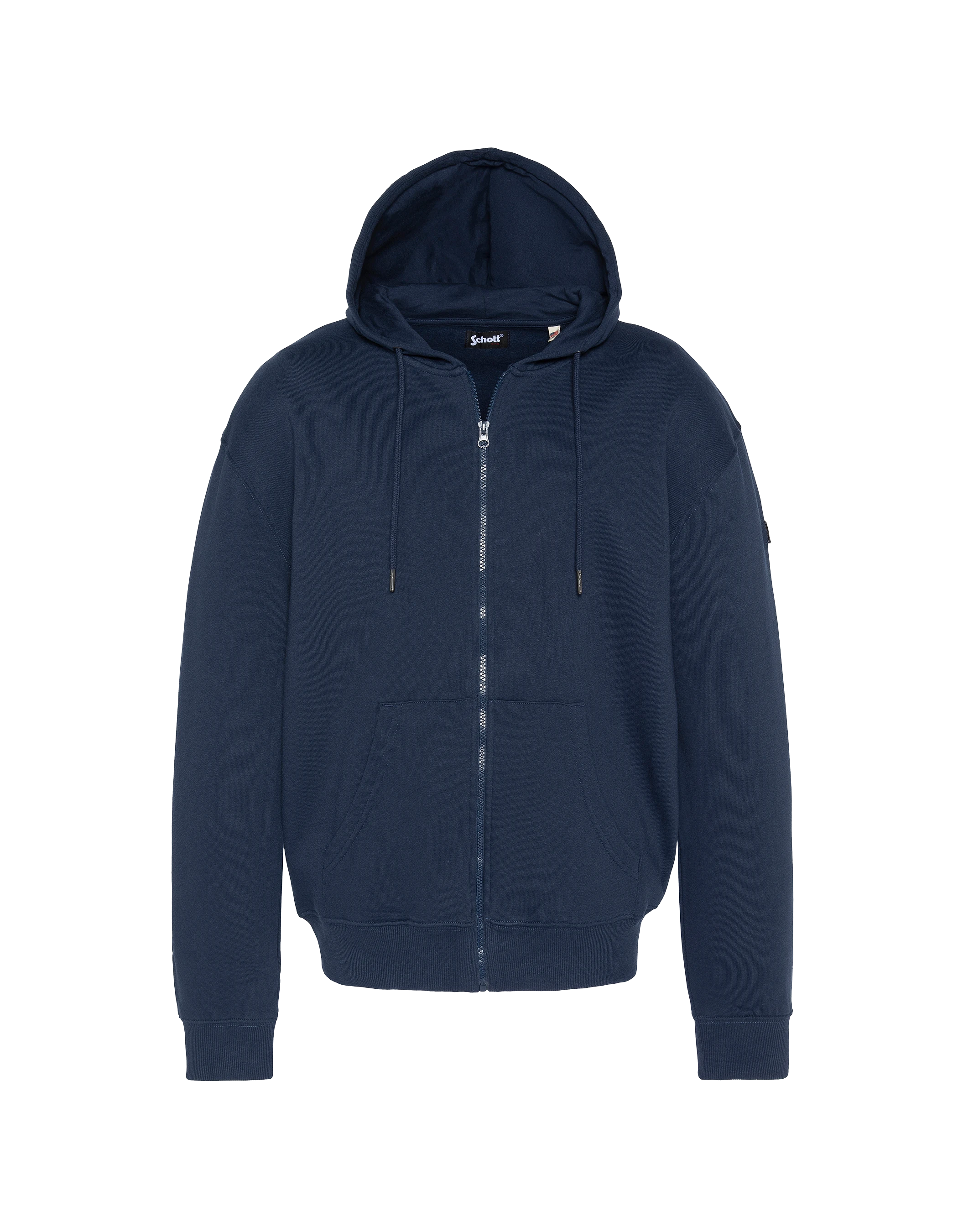 UNE ZIPPE Navy blue hooded sweatshirt - SWHZBADGE | Schott NYC®
