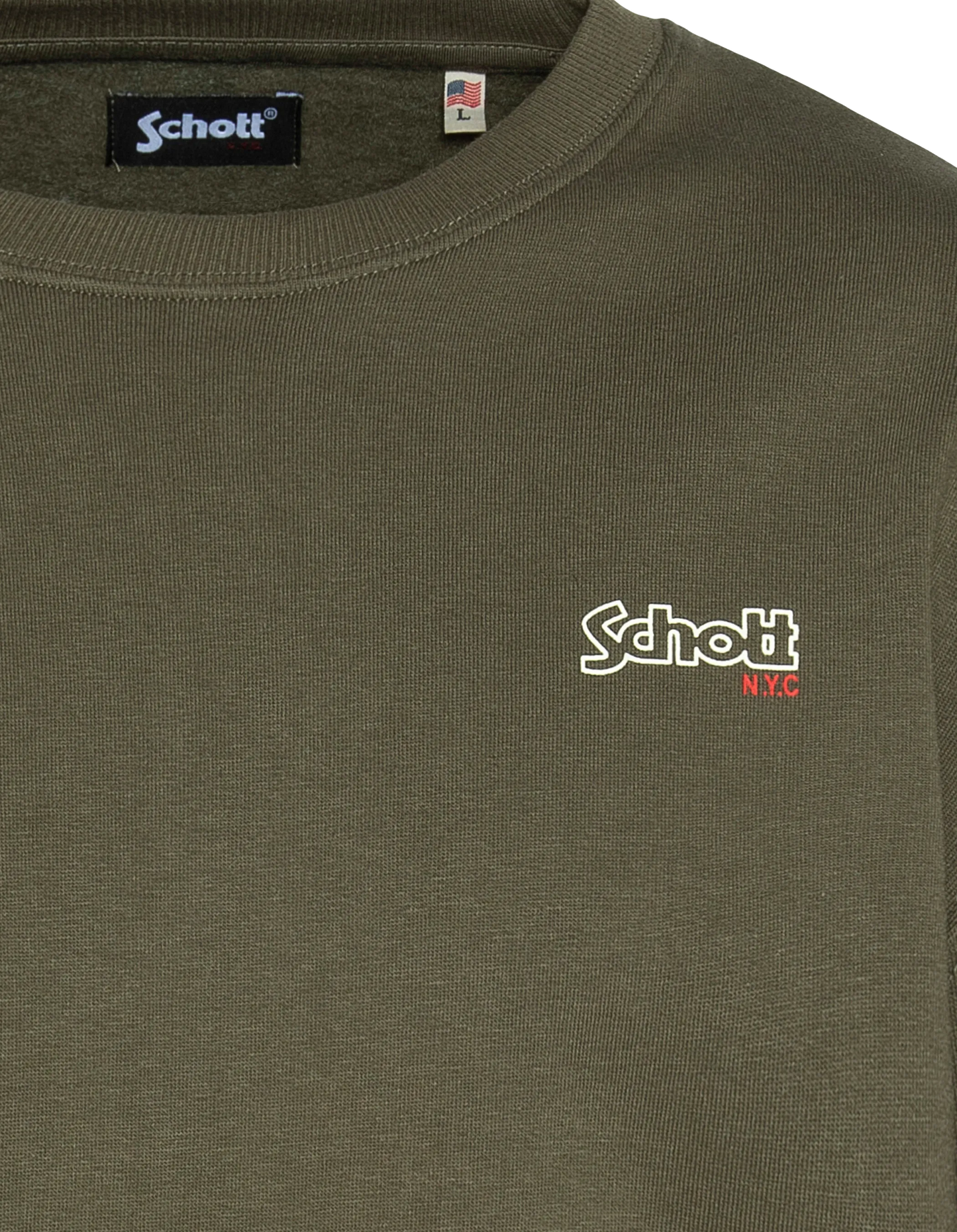 Felpa kaki a collo rotondo