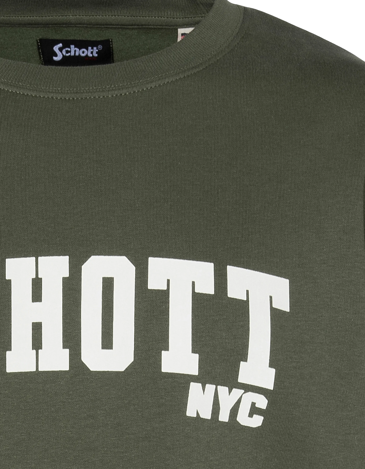 Felpa kaki a collo rotondo