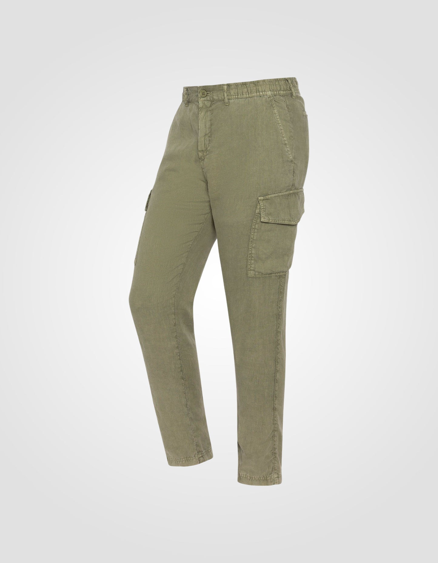 Pantalon cargo kaki clair en lin