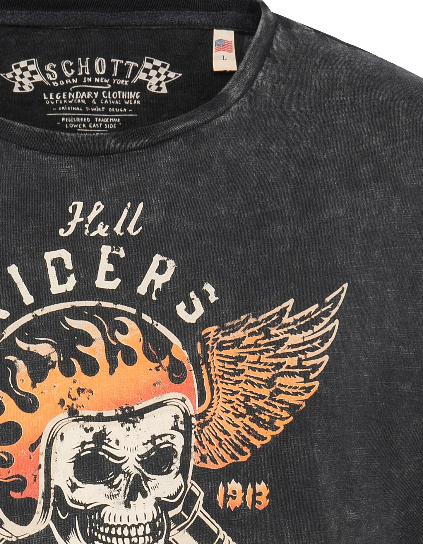 T-shirt biker noir délavé