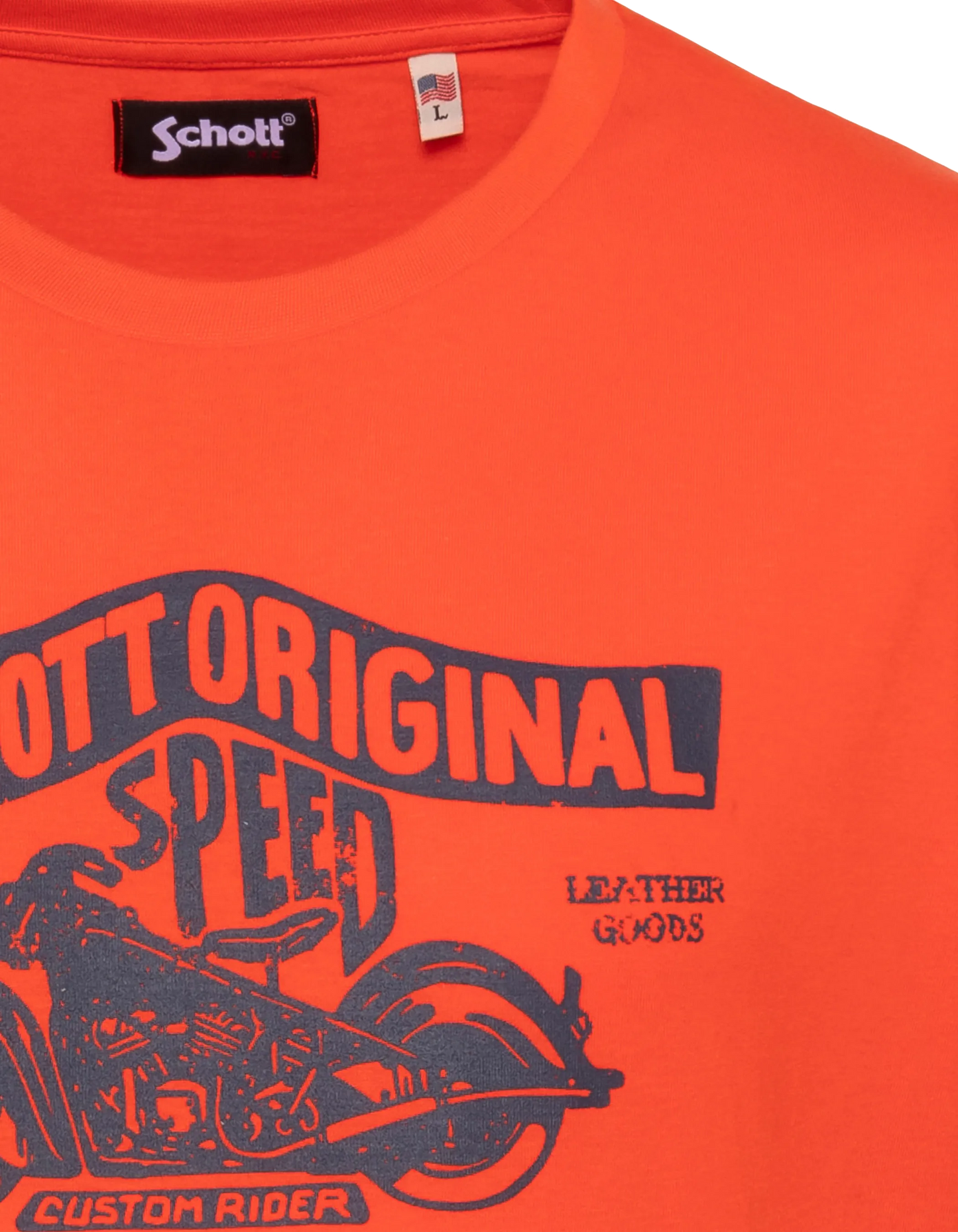 T-shirt orange imprimé logo moto vintage
