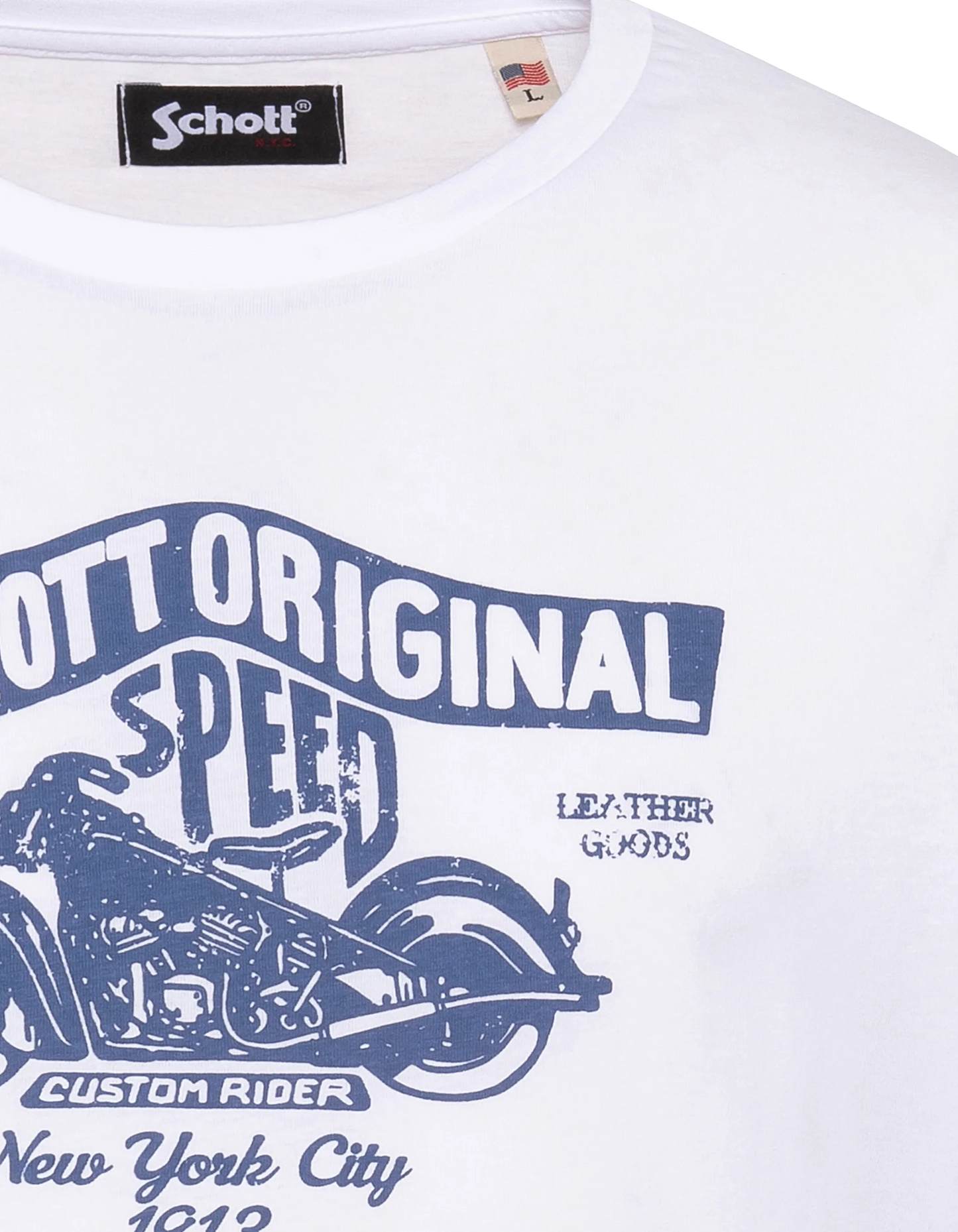 Weißes T-Shirt mit Vintage-Motorrad-Logo-Aufdruck