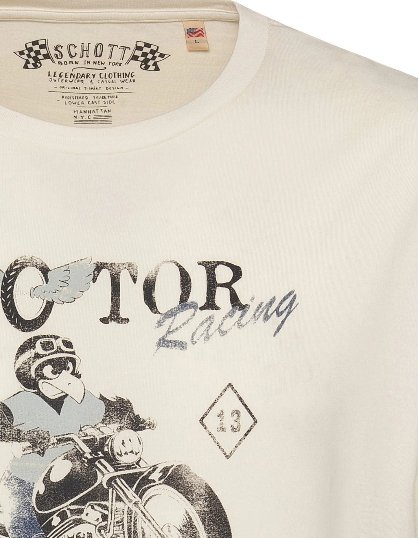 T-shirt biker cartoon blanc