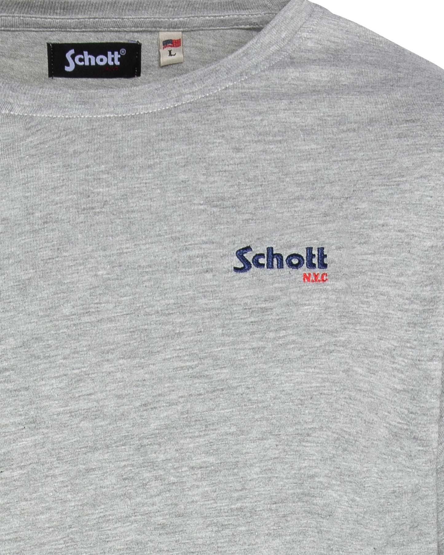 T-shirt gris chiné à manches longues brodé
