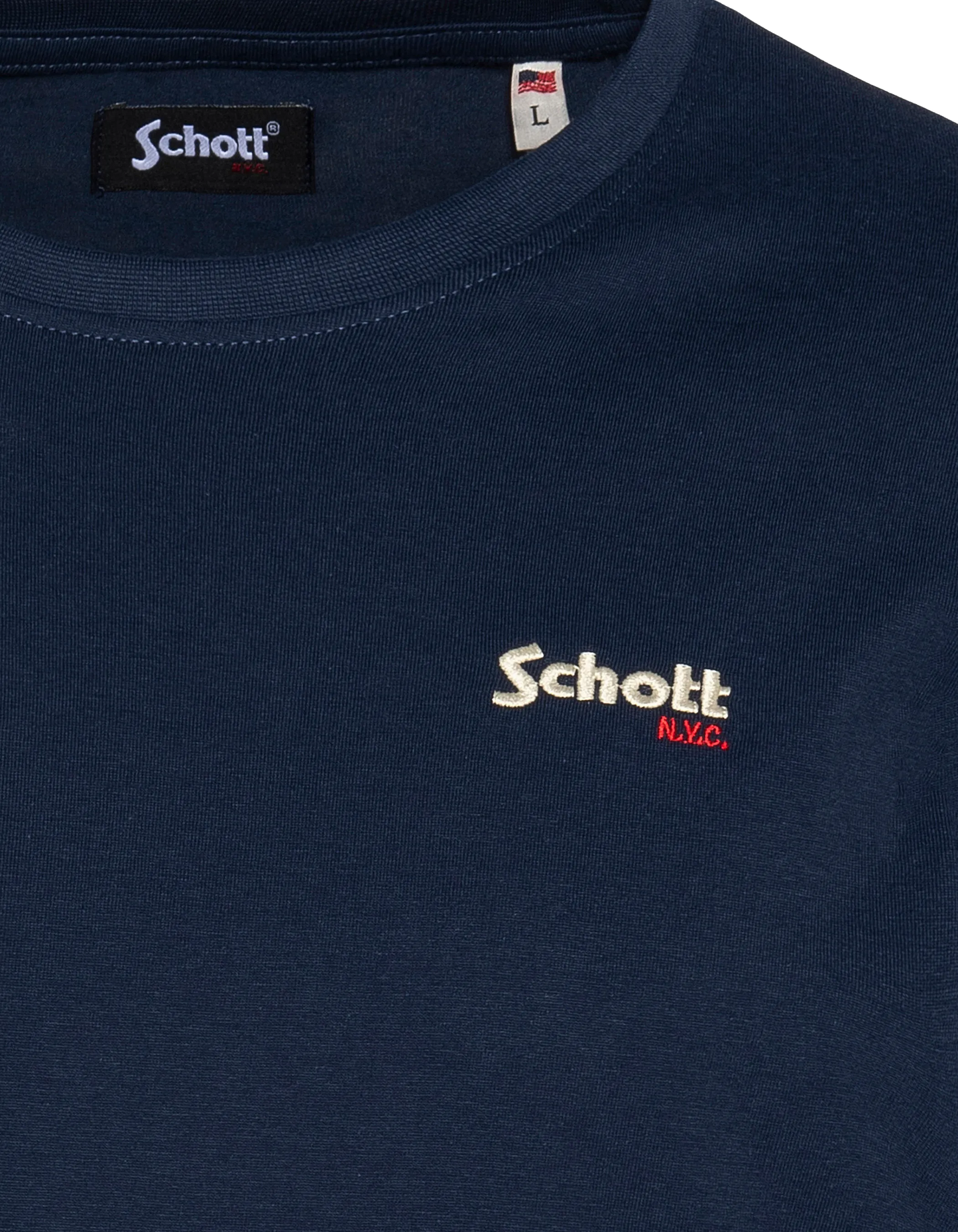 Long-sleeved navy t-shirt embroidered