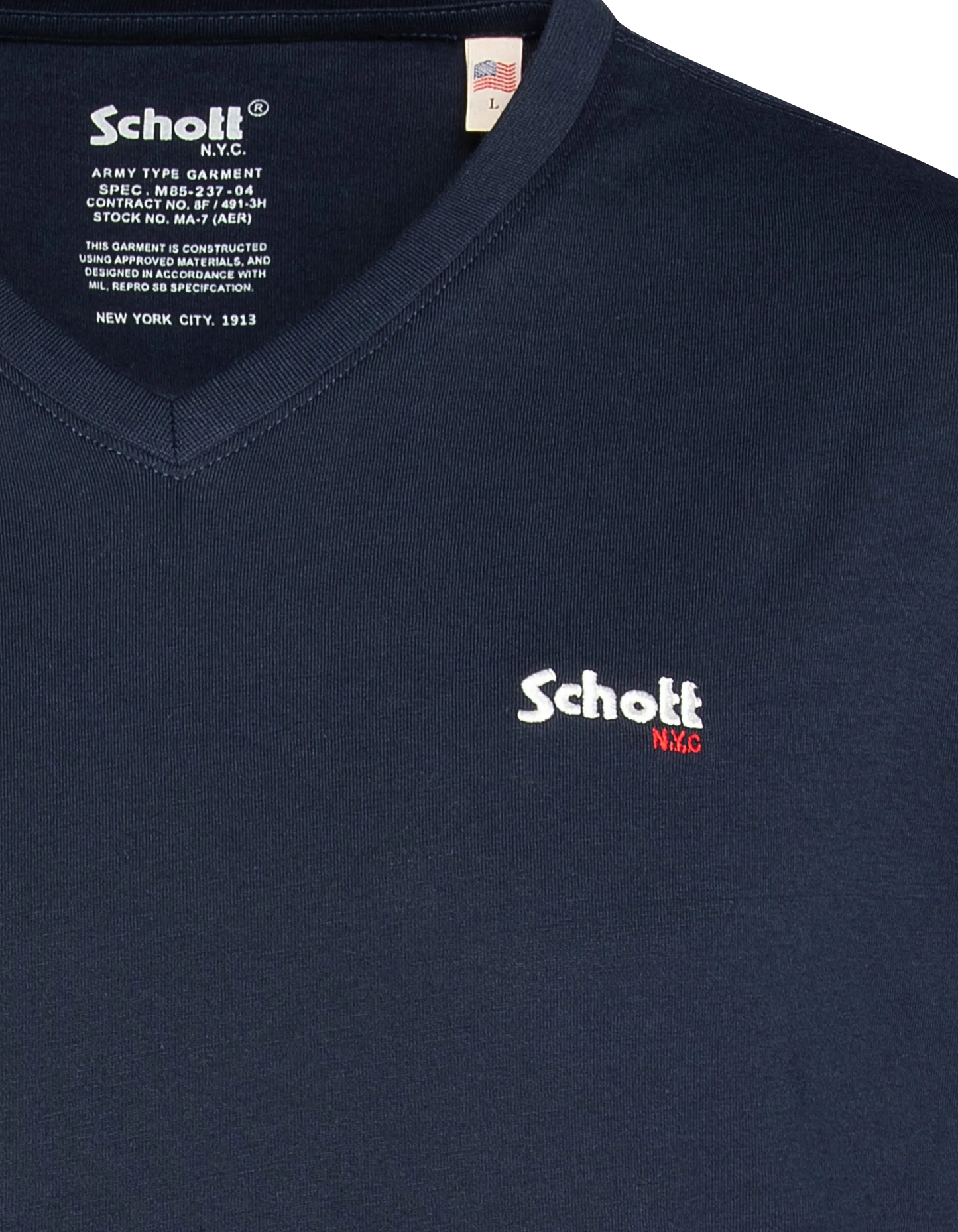 Dunkelblaues V-Ausschnitt-T-Shirt