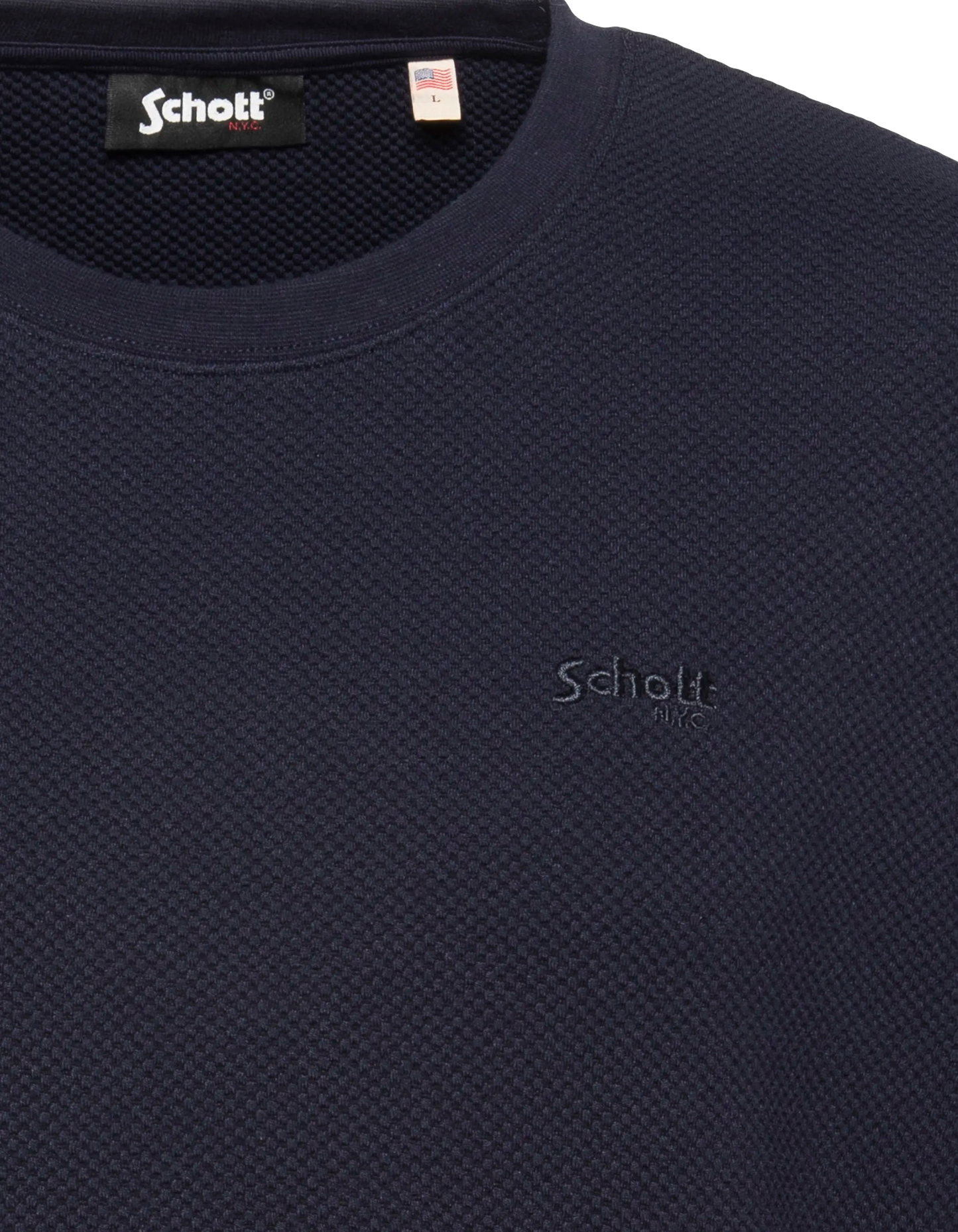 T-shirt bleu marine maille effet gaufré