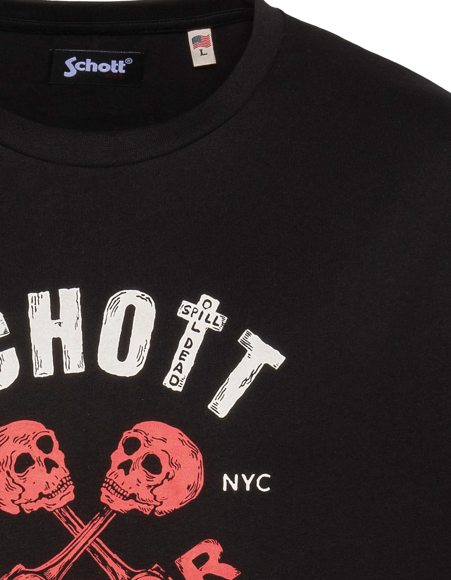 Schwarzes T-Shirt mit Schott Motor Club-Aufdruck