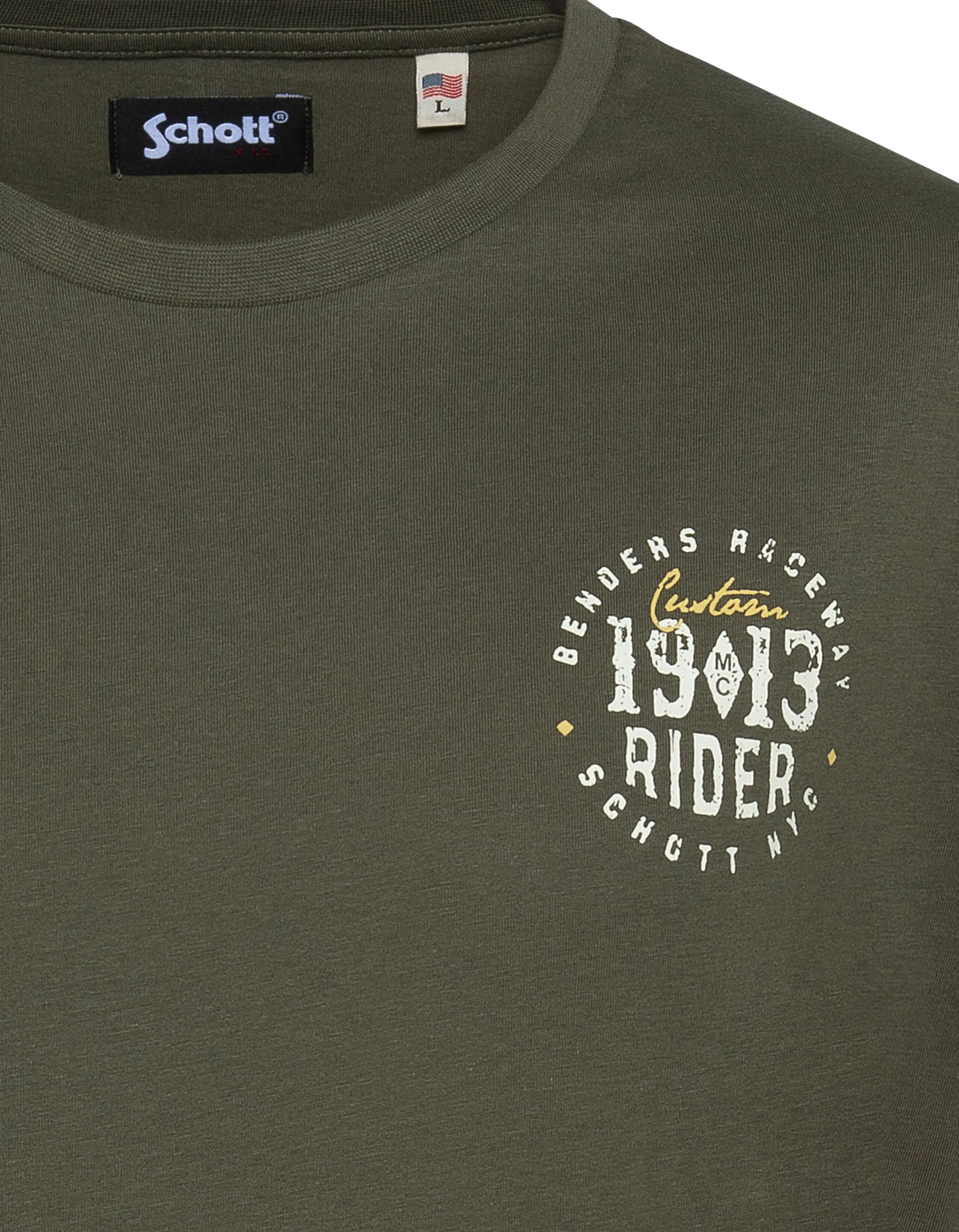 Khaki bedrucktes 1903 Rider T-Shirt