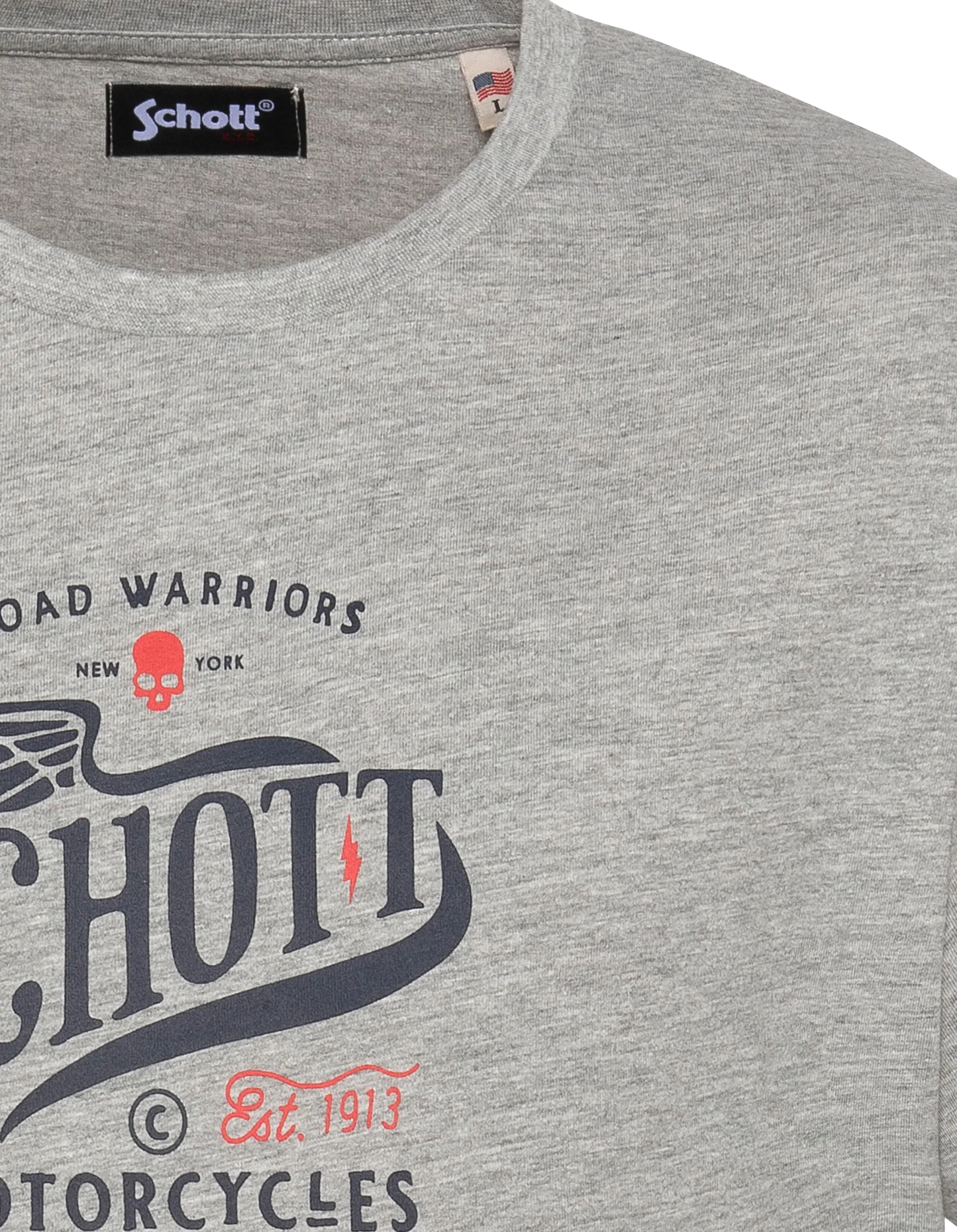 Schott Motorcycles bedrucktes graumeliertes T-Shirt