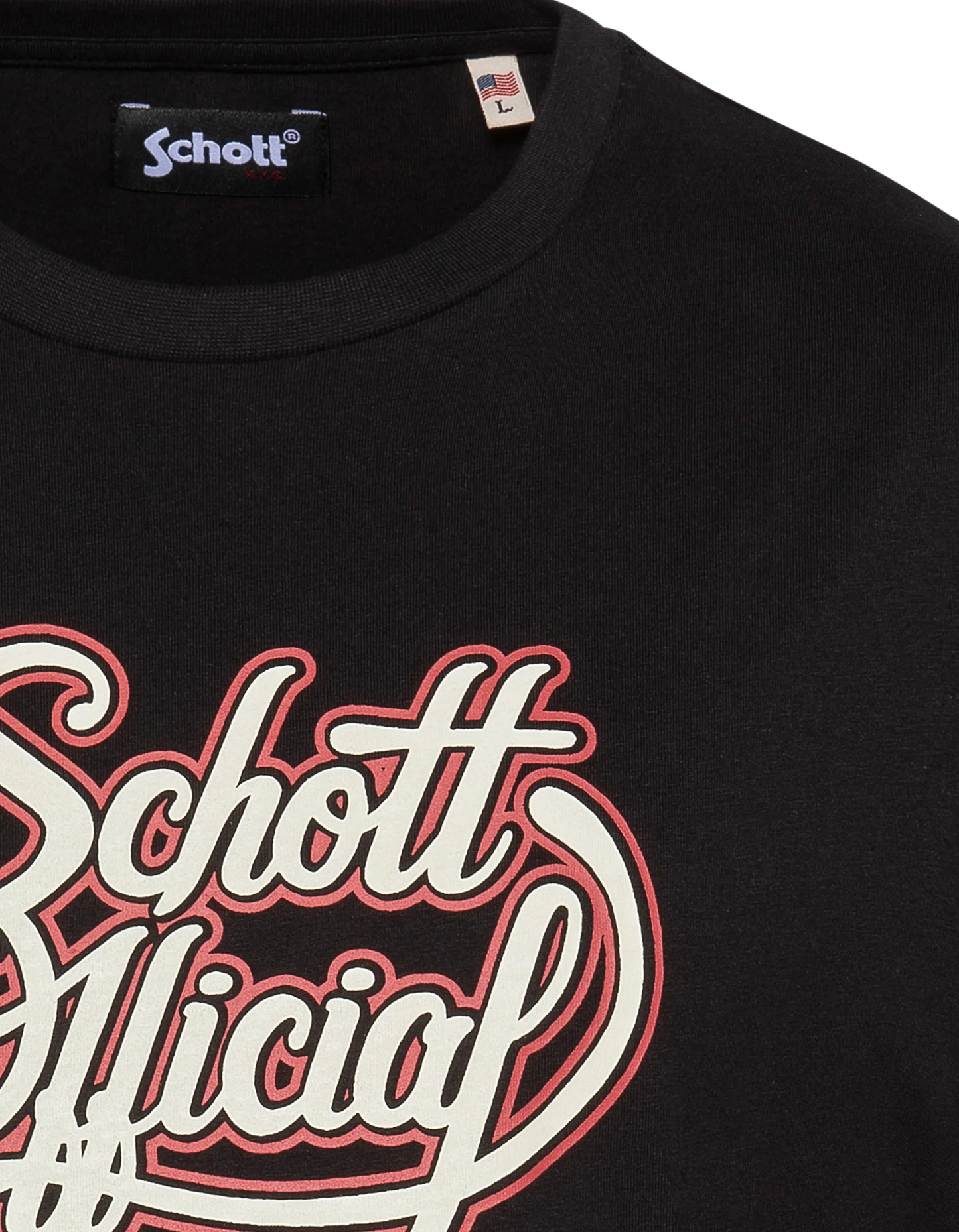 Schott Camiseta oficial vintage negra estampada