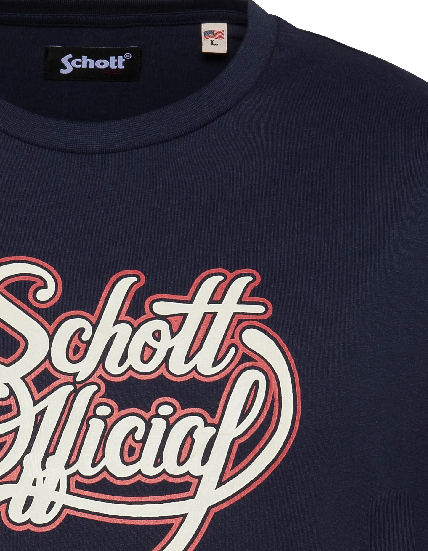 Marineblaues Schott Official Vintage-T-Shirt mit Aufdruck