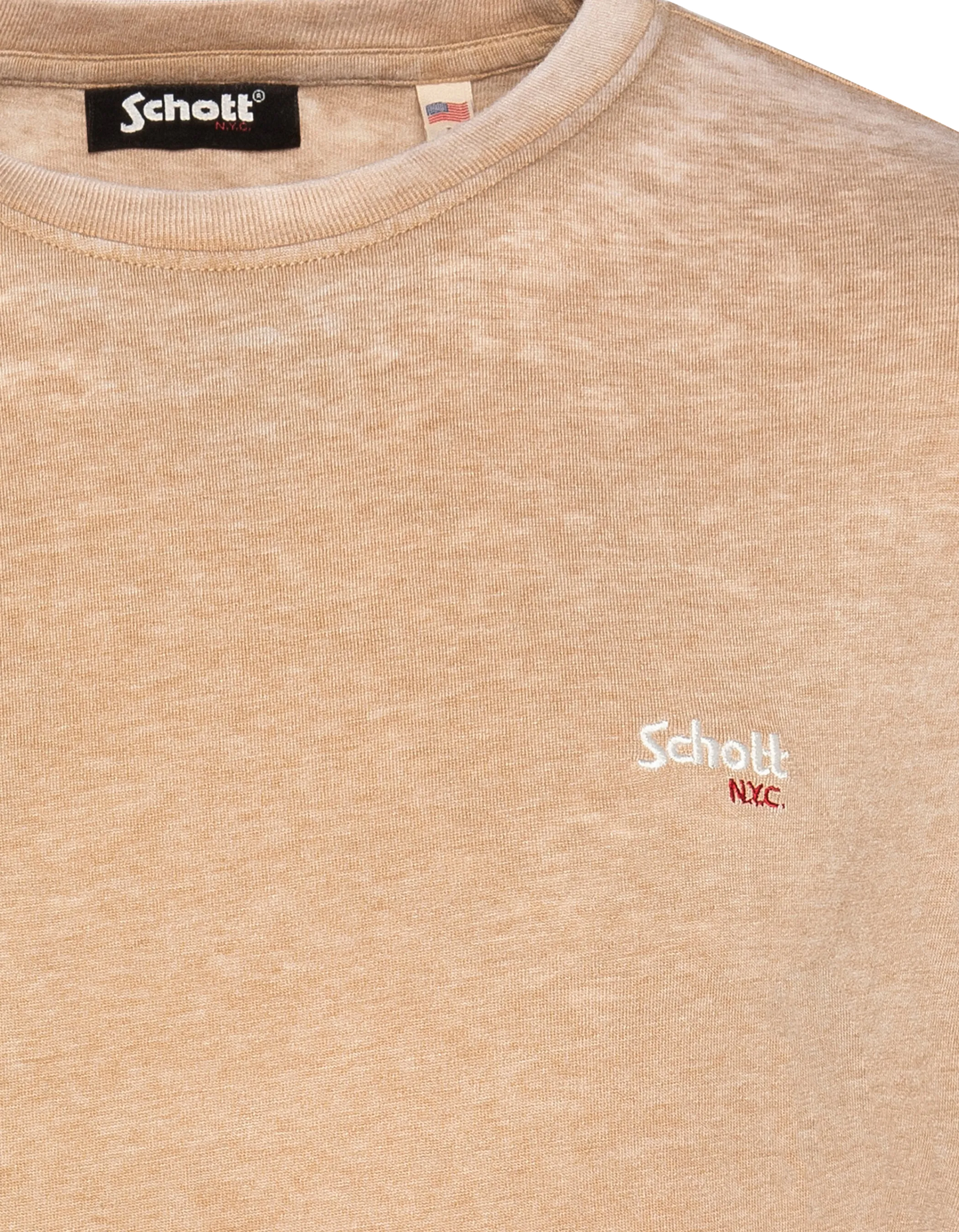 T-shirt Round Army Beige Floed Effect