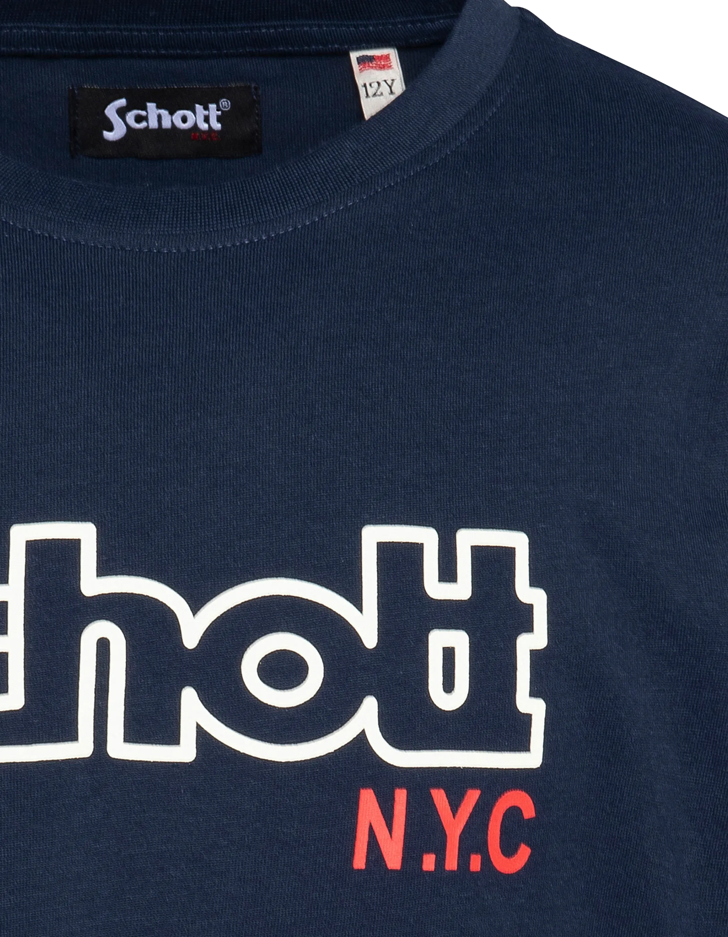 Navy Blue Print T-Shirt mit langen Ärmeln