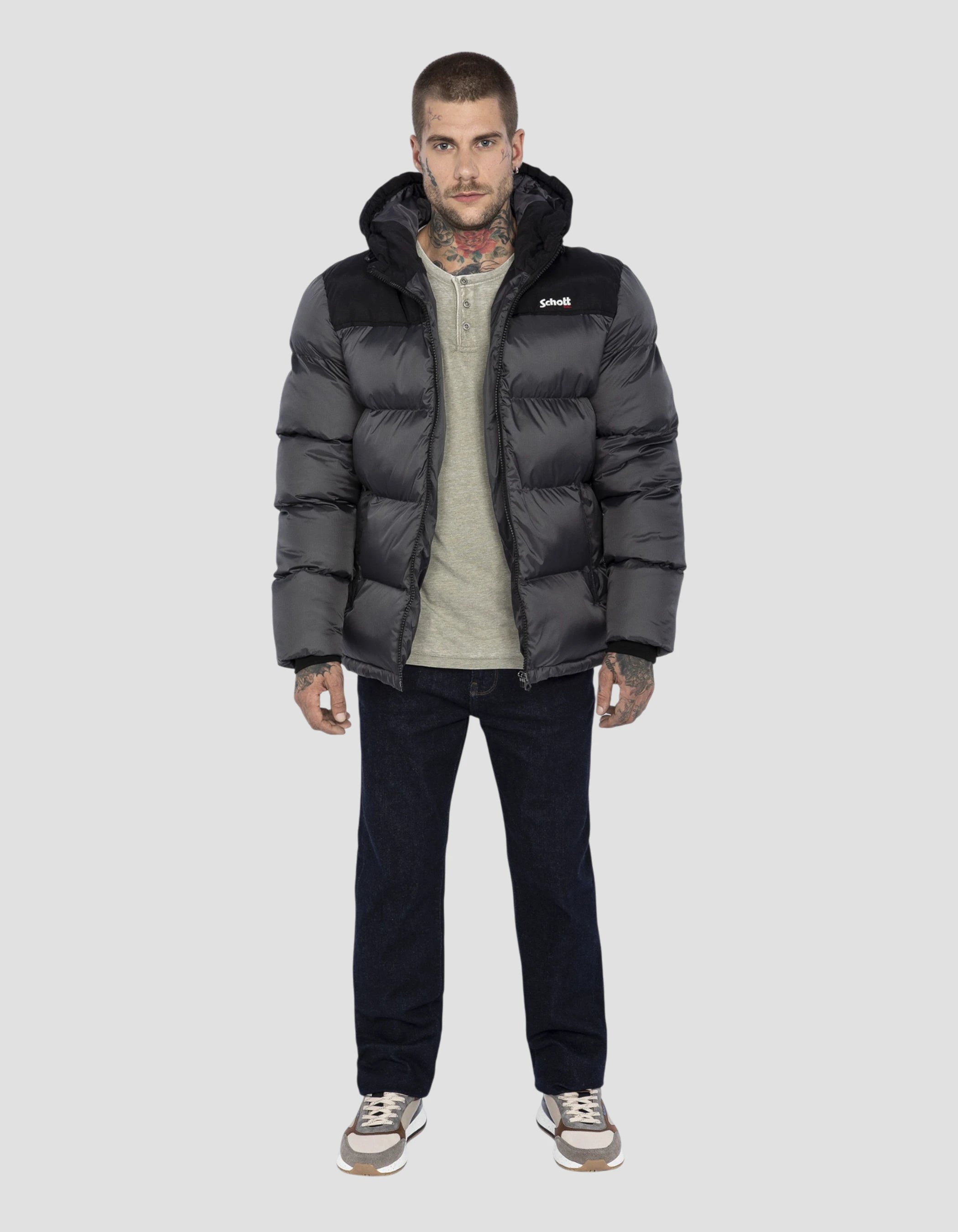 Unisex anthracite hooded jacket Utah2 Schott NYC®