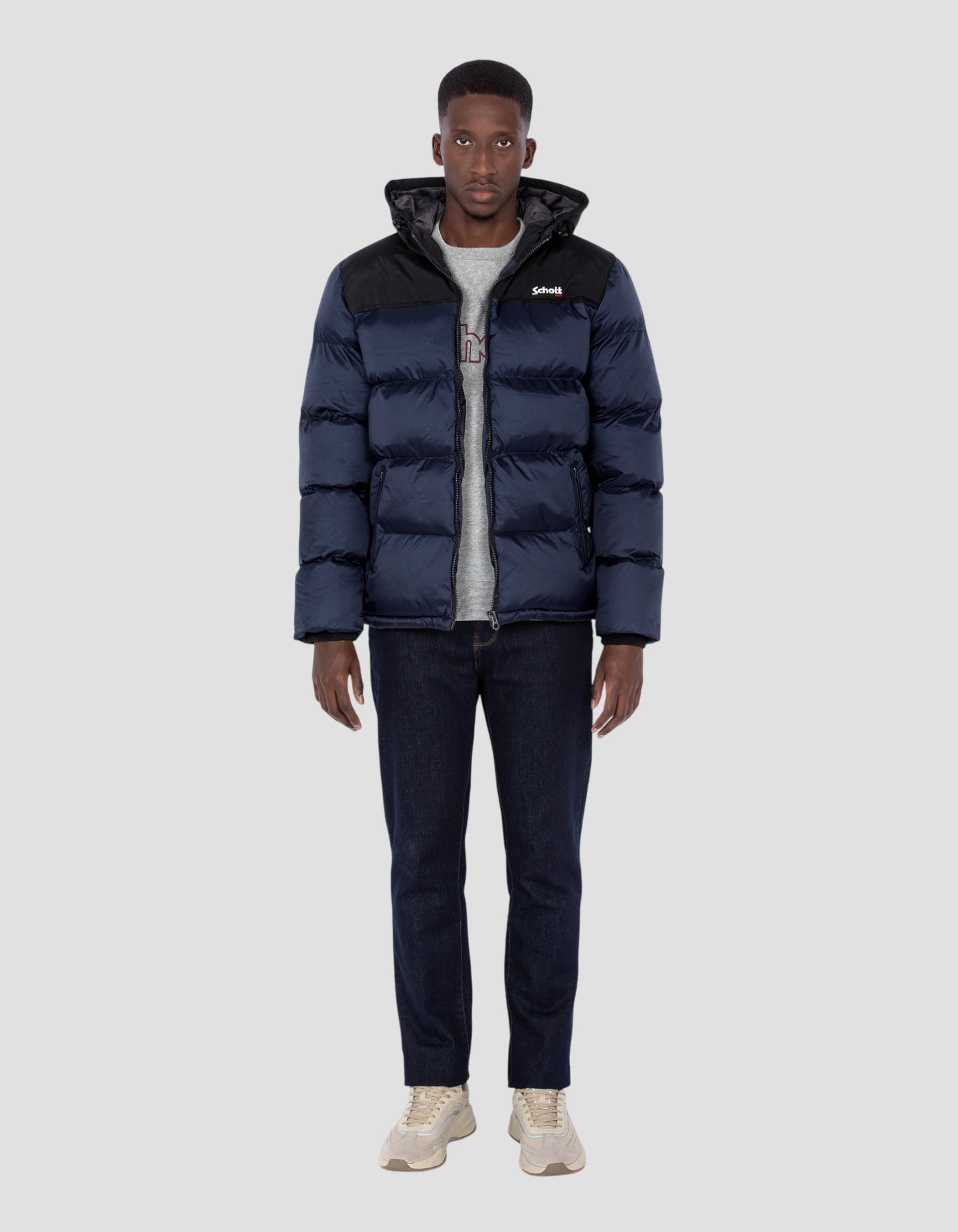 Unisex navy blue hooded jacket - Utah2 | Schott NYC®