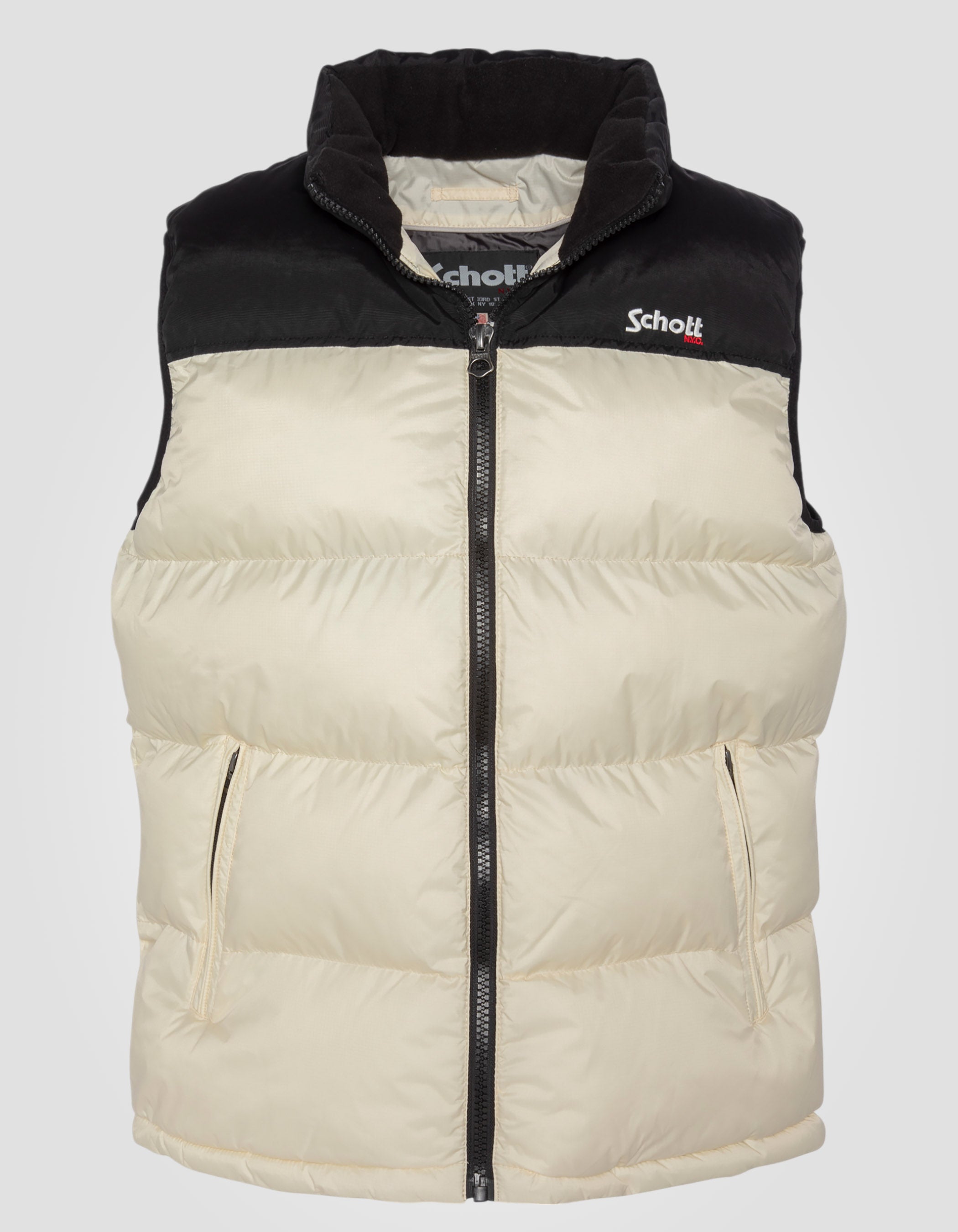 Off white sleeveless puffer jacket, plus size