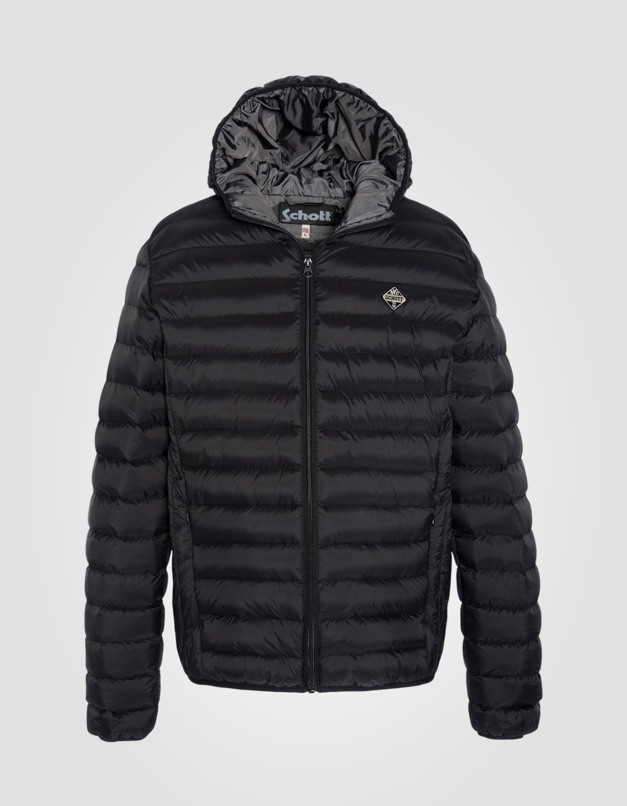 Ultra light black hooded jacket