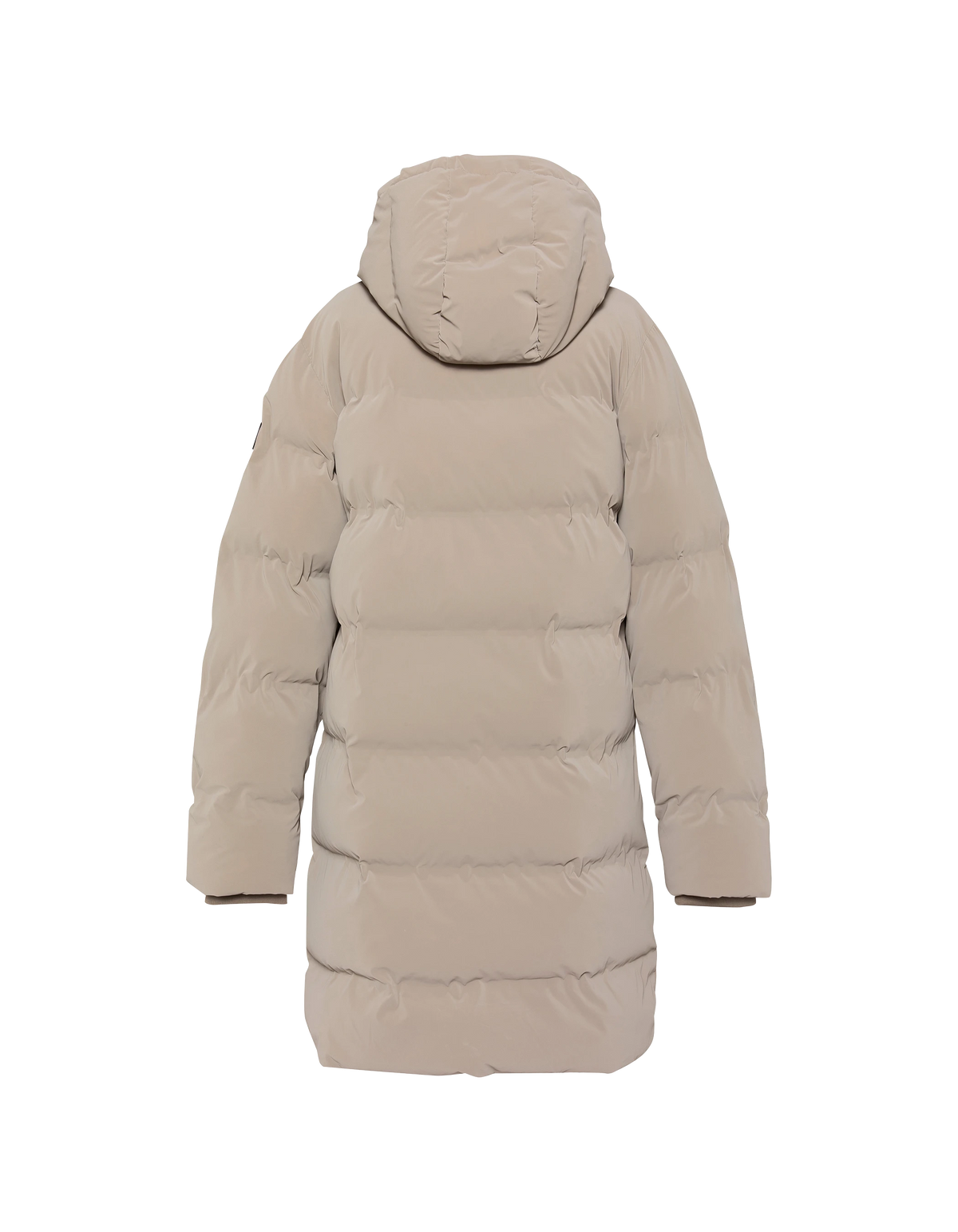 Doudoune longue matelassée à capuche beige