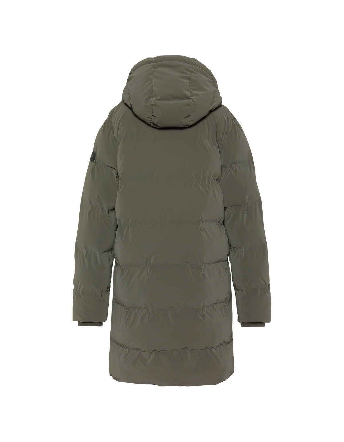 Doudoune longue matelassée à capuche taupe