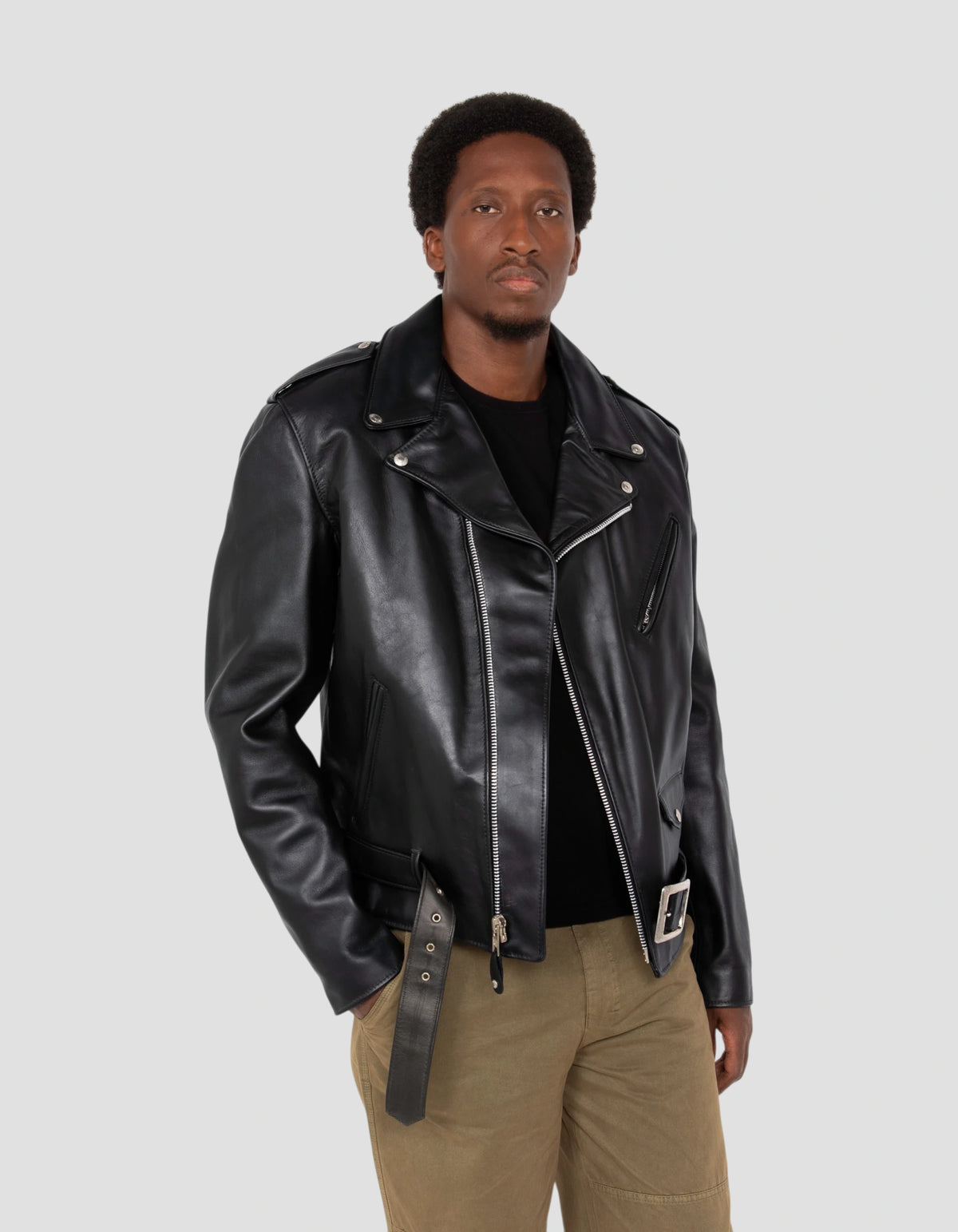 Blouson Perfecto® noir long mythique USA, cuir de vachette