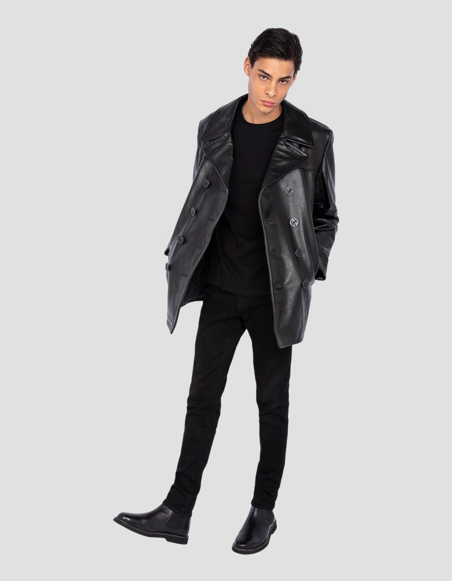 Caban noir mythique USA, cuir de vachette